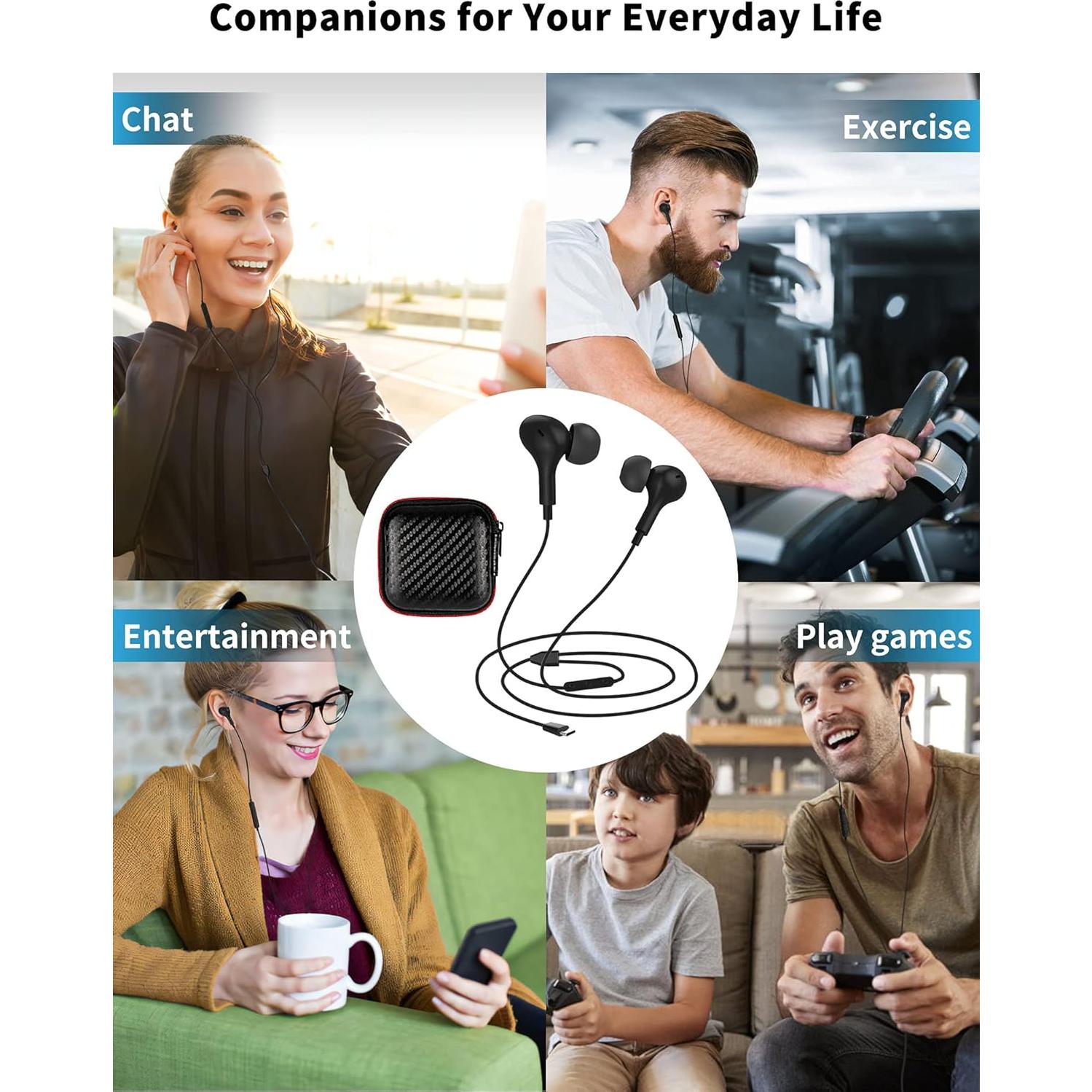 Auriculares USB C TITACUTE In-Ear con Micrófono y Control