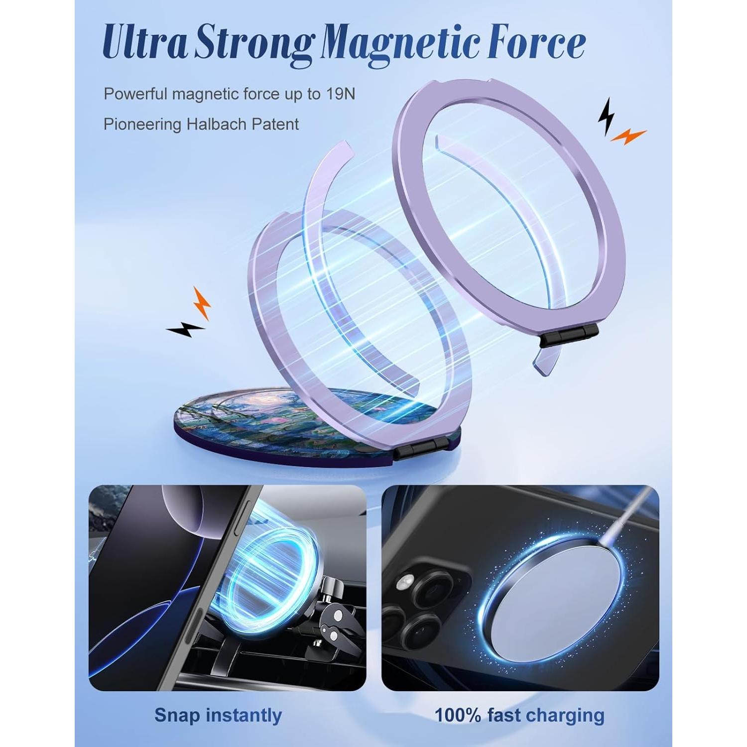 Soporte de Anillo Magnético Toycamp - Púrpura 360° Ajustable