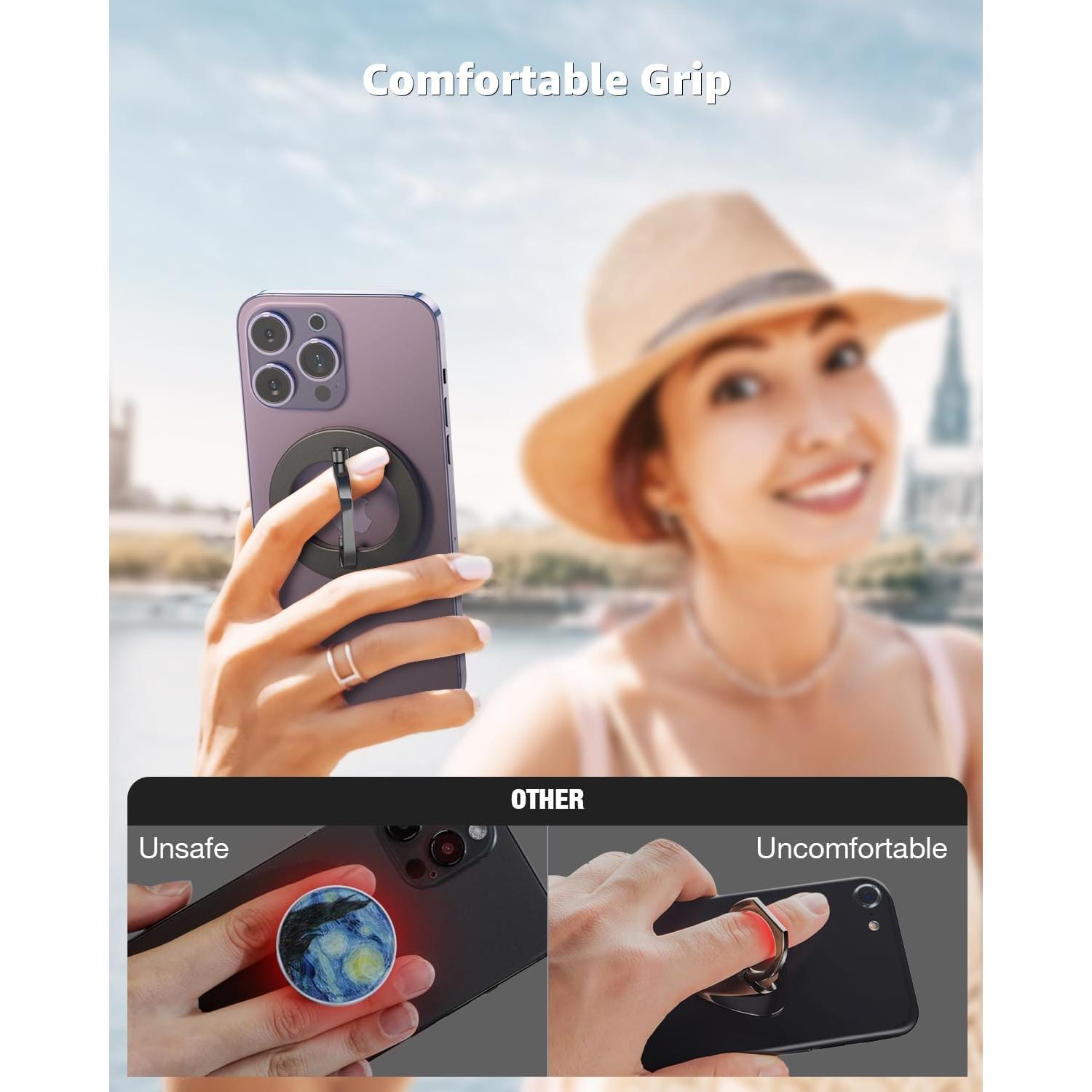 Soporte de Teléfono MagSafe SUPERONE Negro Ajustable 4 en 1