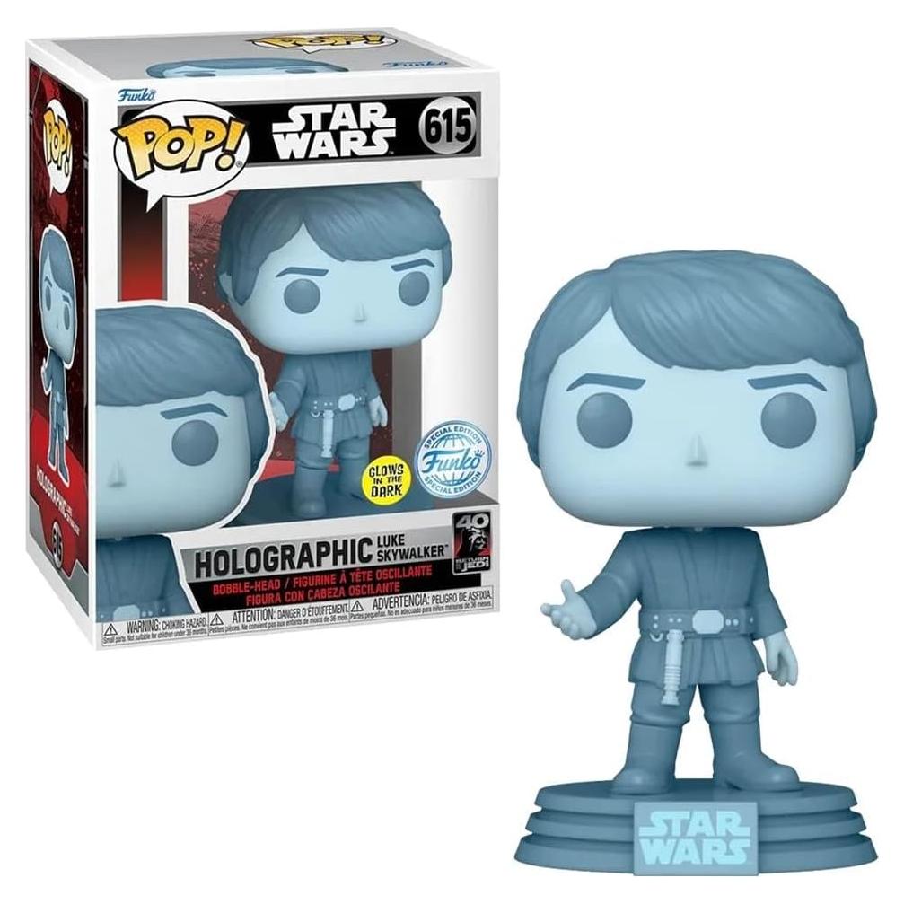 Figura de Vinilo Funko POP! Luke Skywalker Holográfico 40 Años