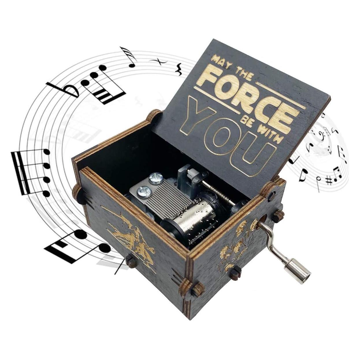 Caja de Música de Manivela MAD DI Star Wars Madera Negra