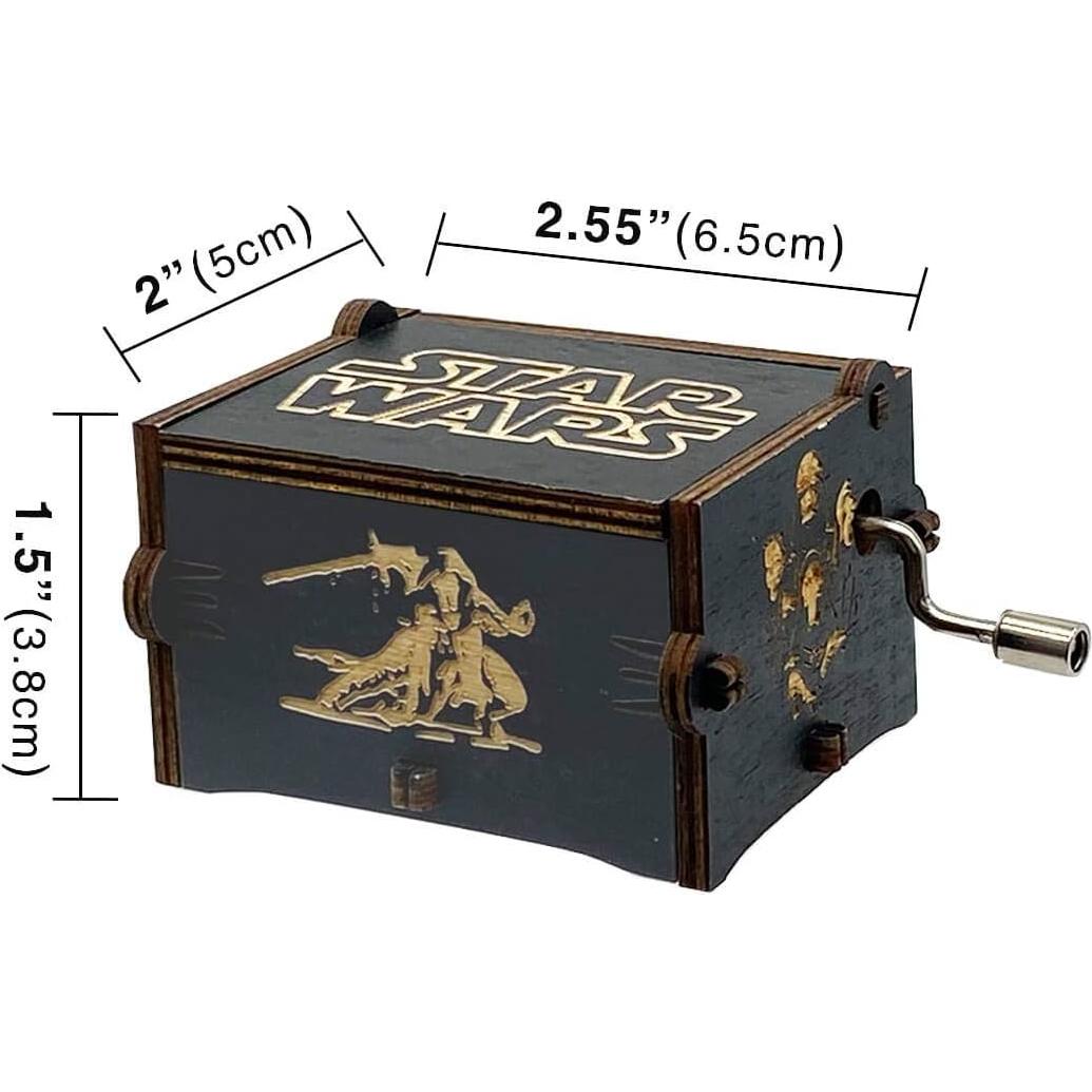 Caja de Música de Manivela MAD DI Star Wars Madera Negra