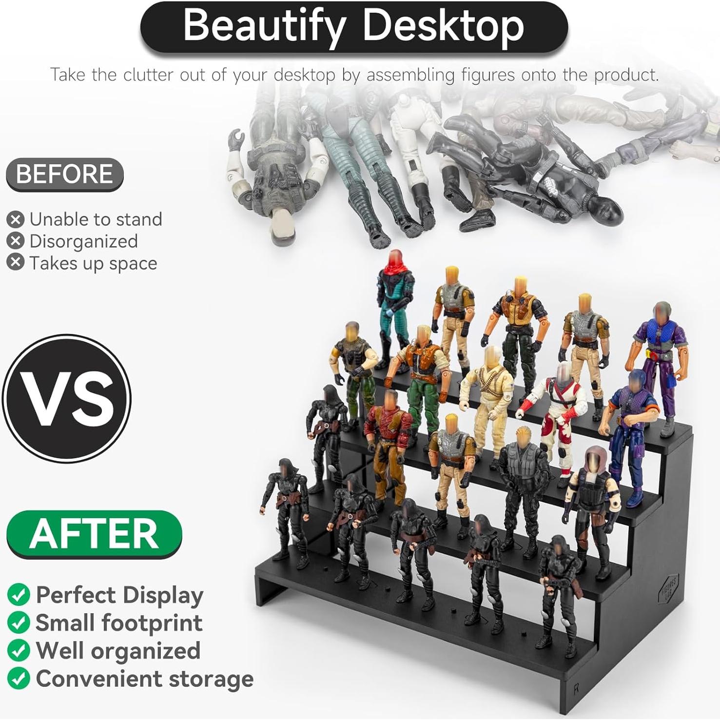 Estante de exhibición DisplayMore para figuras 3.75" negro