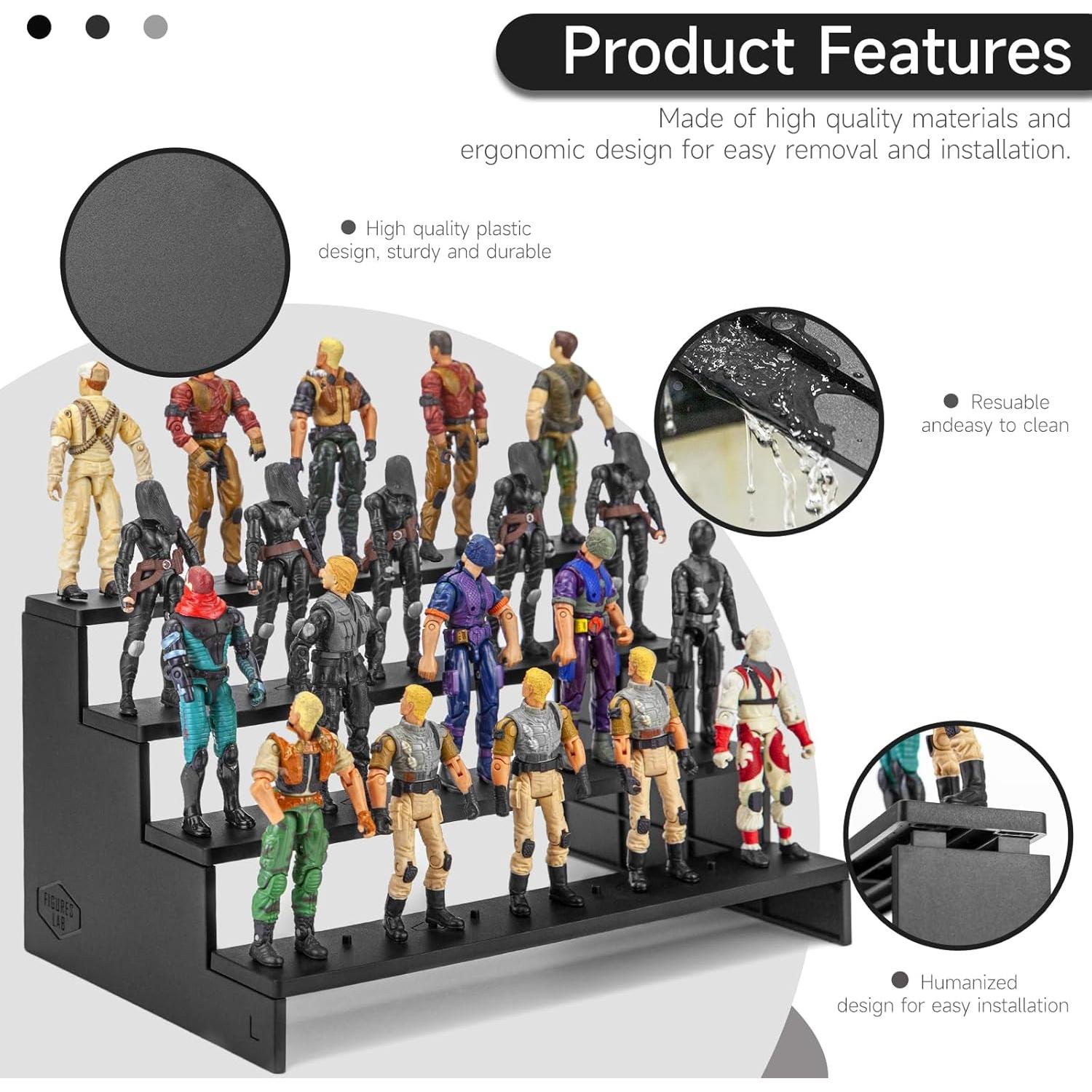 Estante de exhibición DisplayMore para figuras 3.75" negro