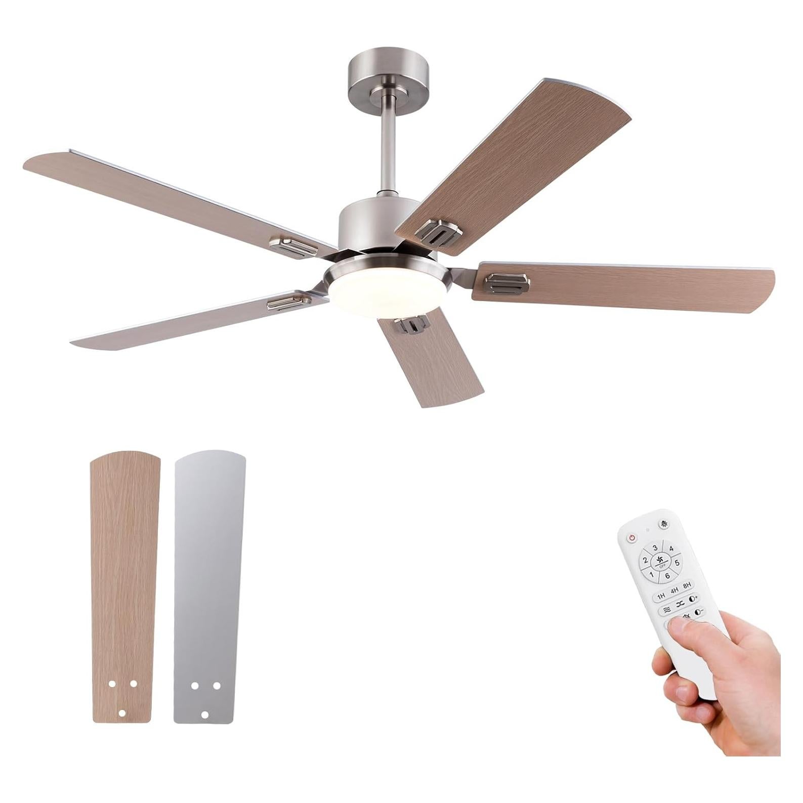 Ventilador de Techo KENSID 132 cm con Luz LED y Control Remoto