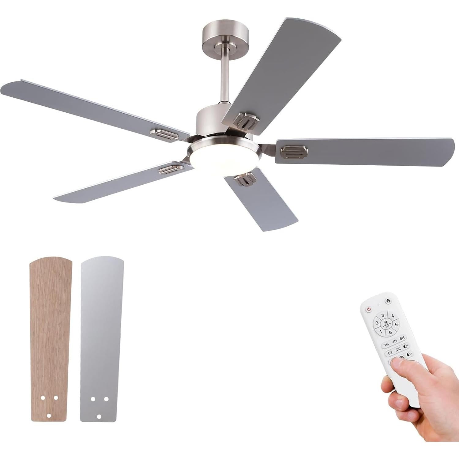 Ventilador de Techo KENSID 132 cm con Luz LED y Control Remoto