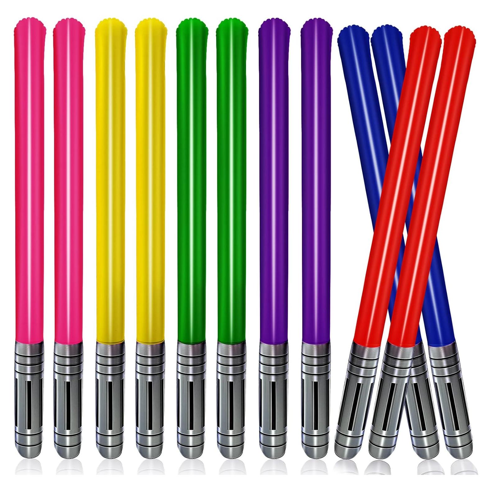 12 Espadas de Luz Inflables PVC para Fiesta y Cosplay