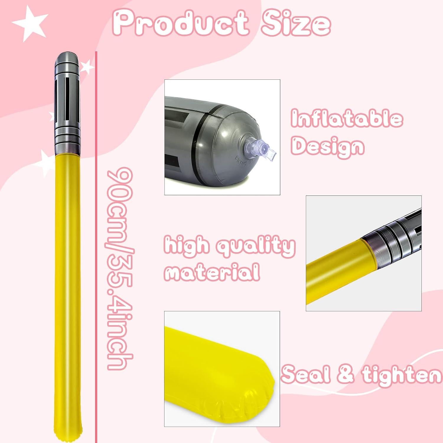 12 Espadas de Luz Inflables PVC para Fiesta y Cosplay