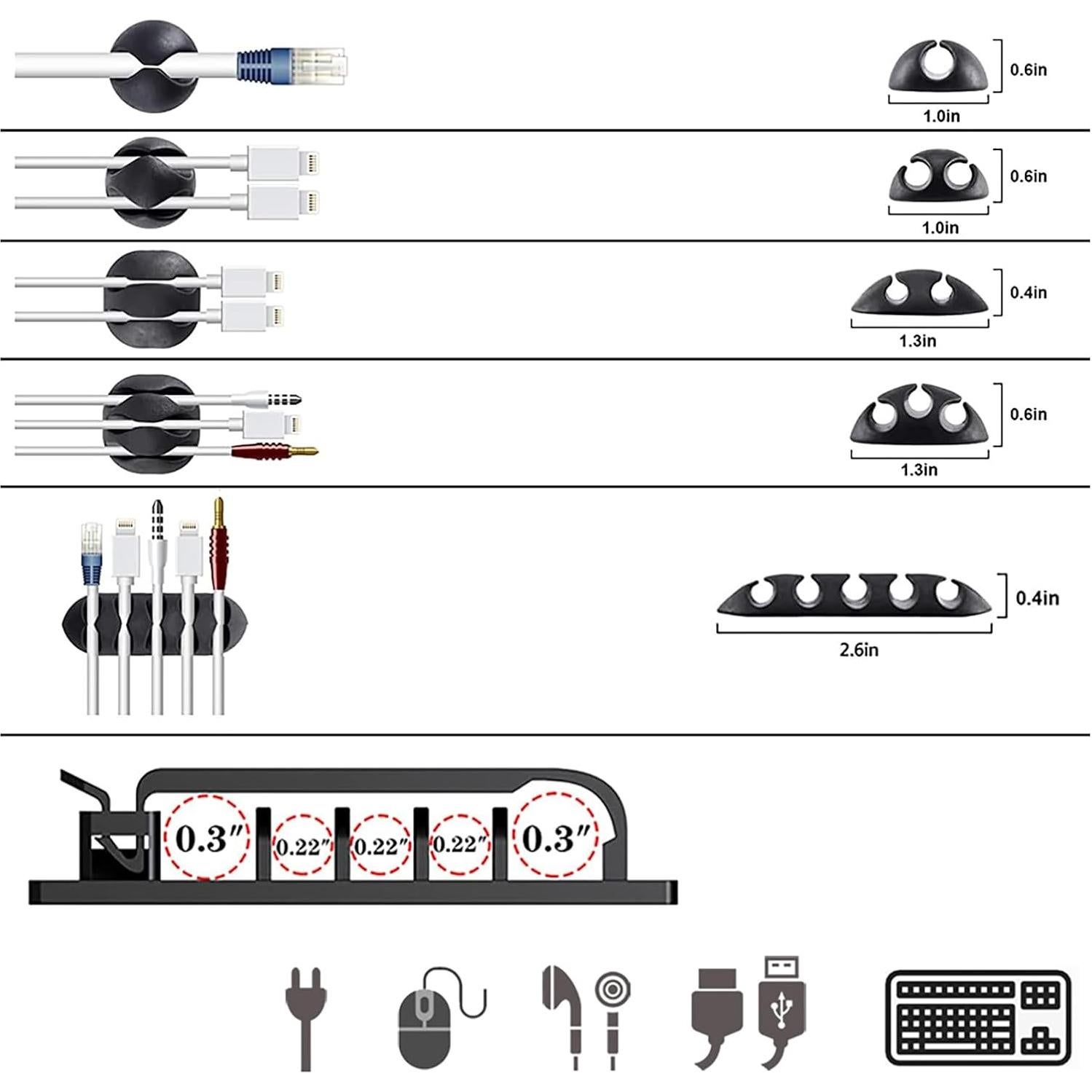 Kit de Gestión de Cables ELII 300PCS con Clips y Bridas