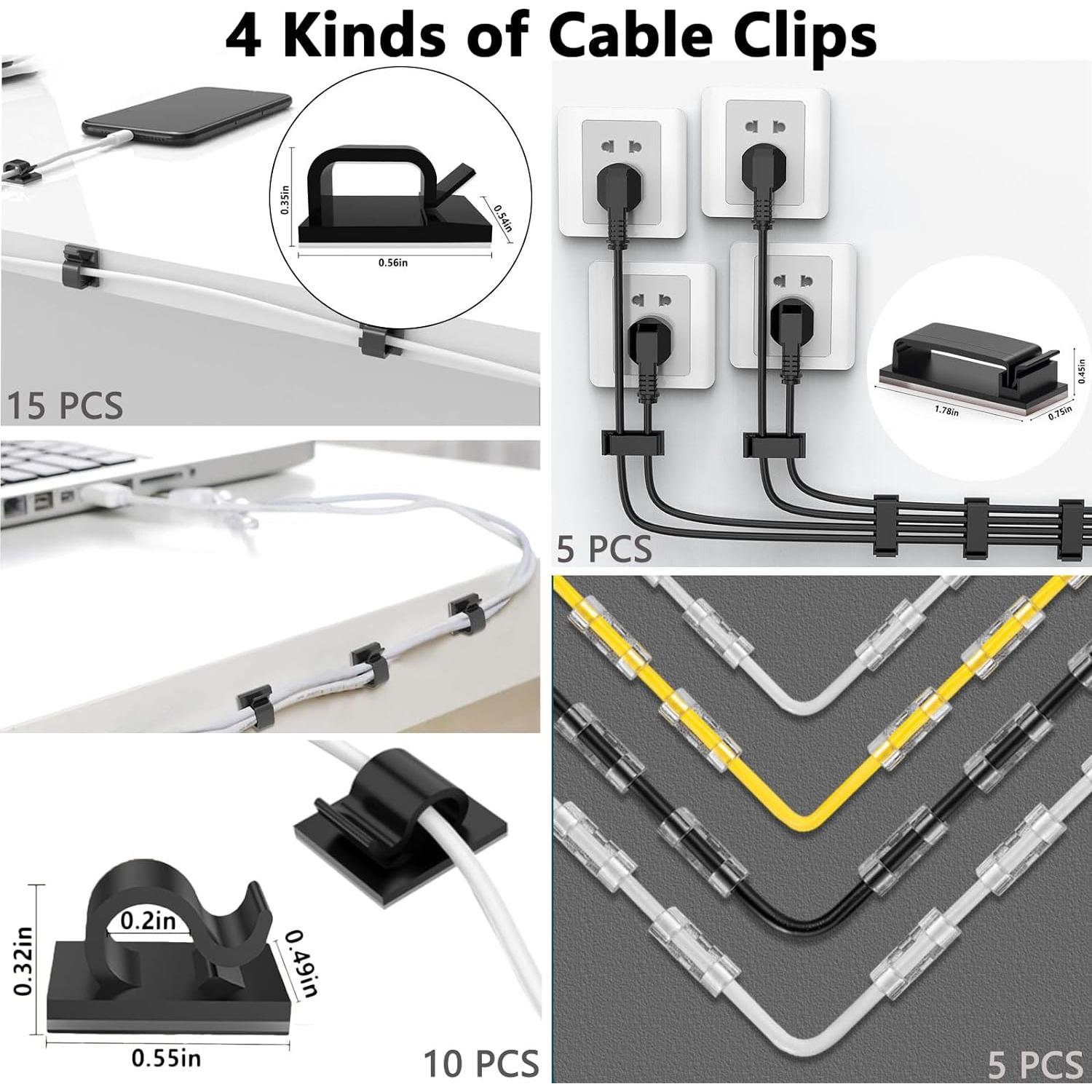 Kit de Gestión de Cables ELII 300PCS con Clips y Bridas