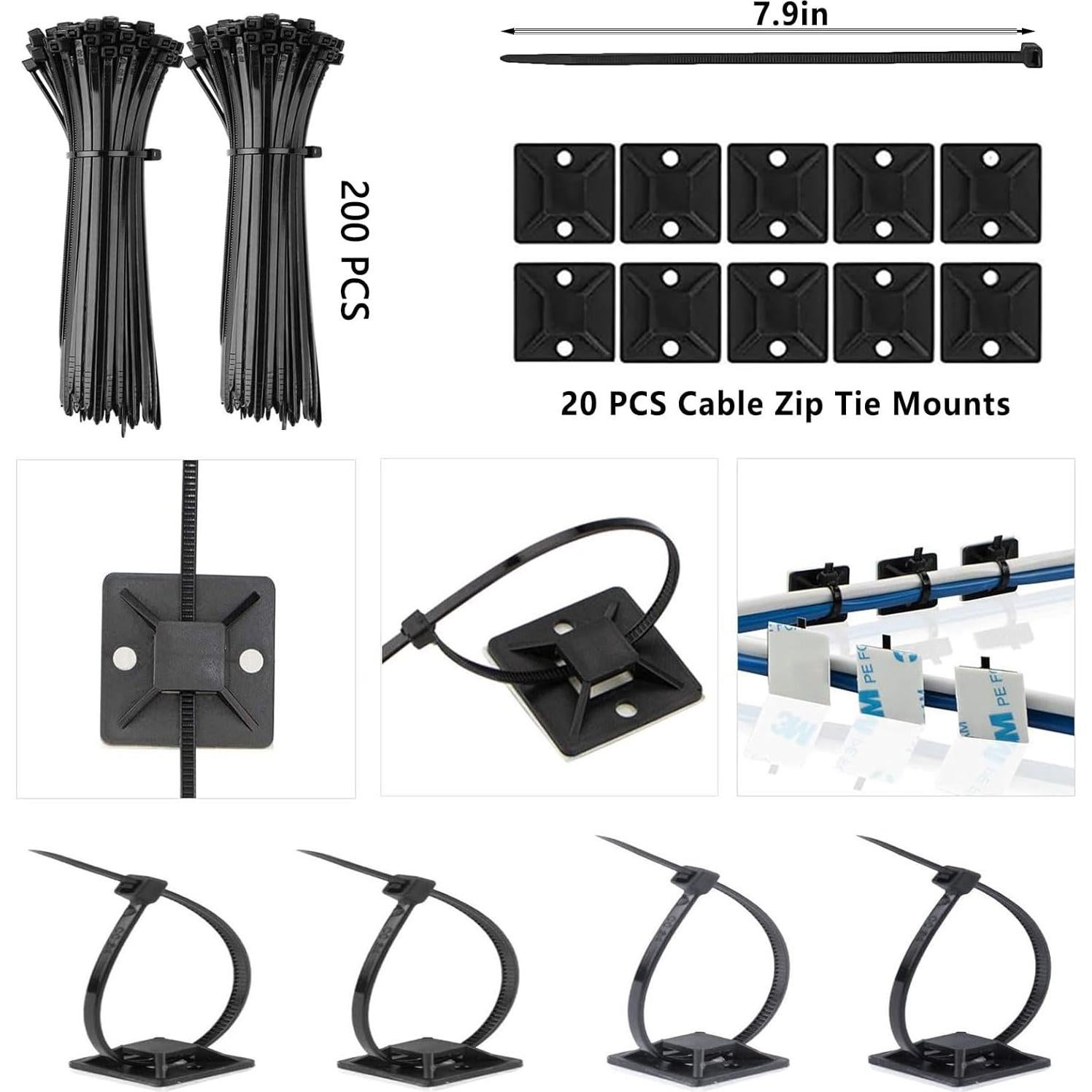 Kit de Gestión de Cables ELII 300PCS con Clips y Bridas