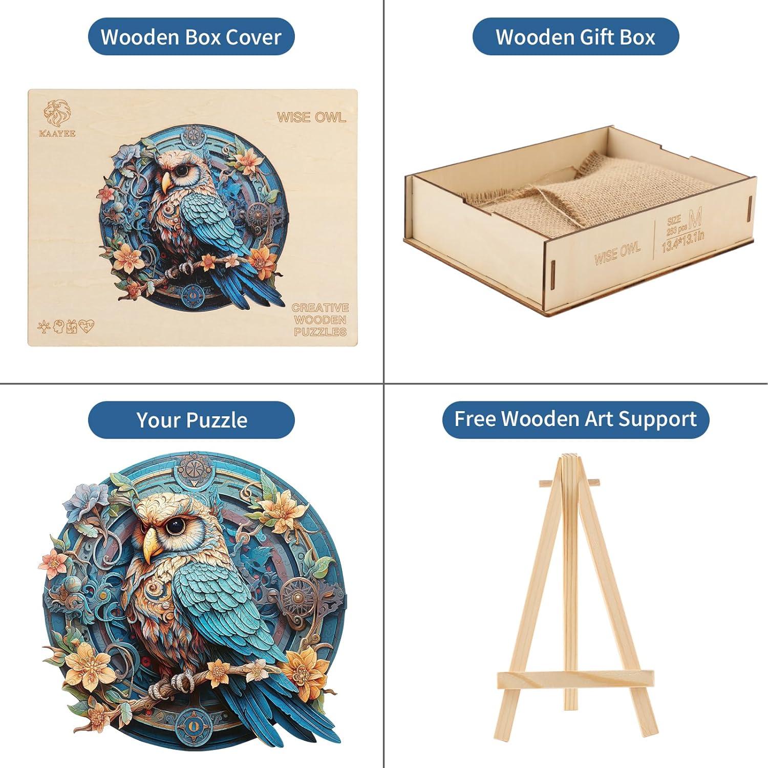 Rompecabezas de Madera KAAYEE Búho Sabio 263 Piezas 29.7x28.7cm