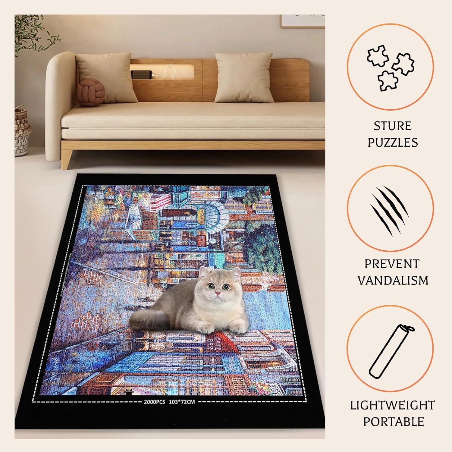 Alfombrilla para Rompecabezas Lwoeo 2000 Piezas Negra 119x79cm