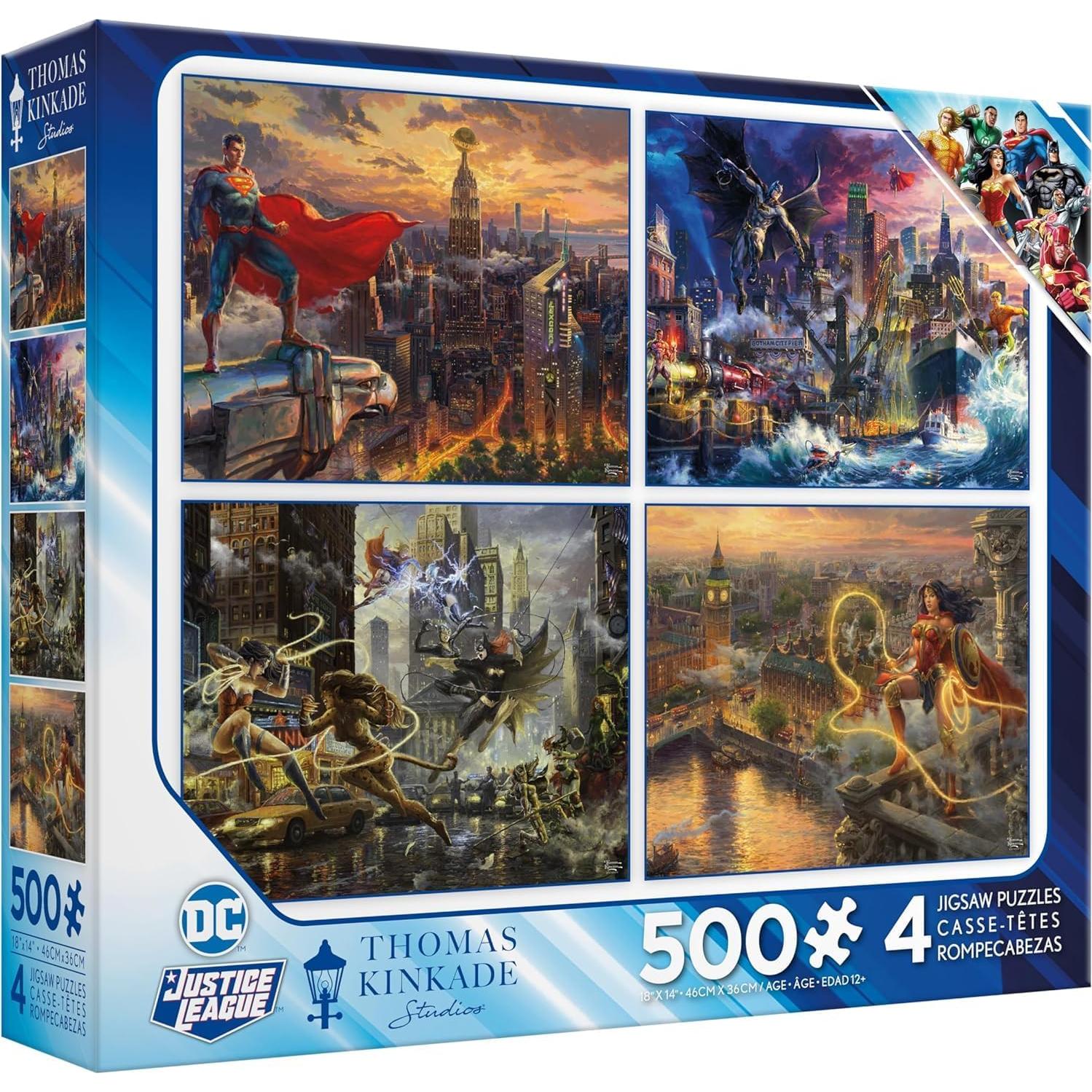 Rompecabezas 4 en 1 Ceaco Thomas Kinkade DC Comics 500 Piezas