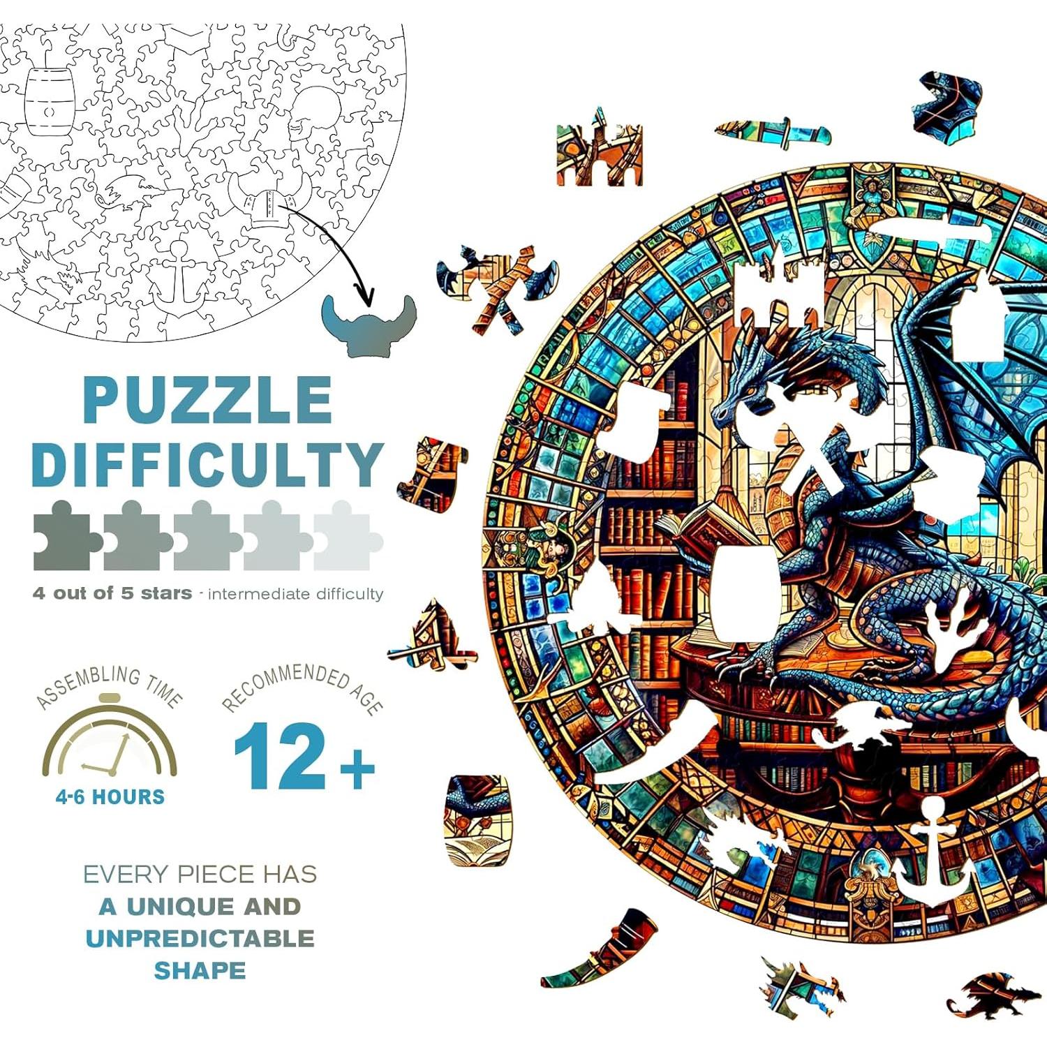 Rompecabezas de Madera Purdicra Biblioteca del Dragón 100 Piezas