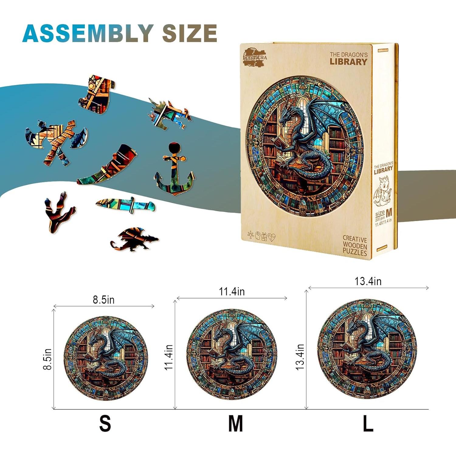 Rompecabezas de Madera Purdicra Biblioteca del Dragón 100 Piezas