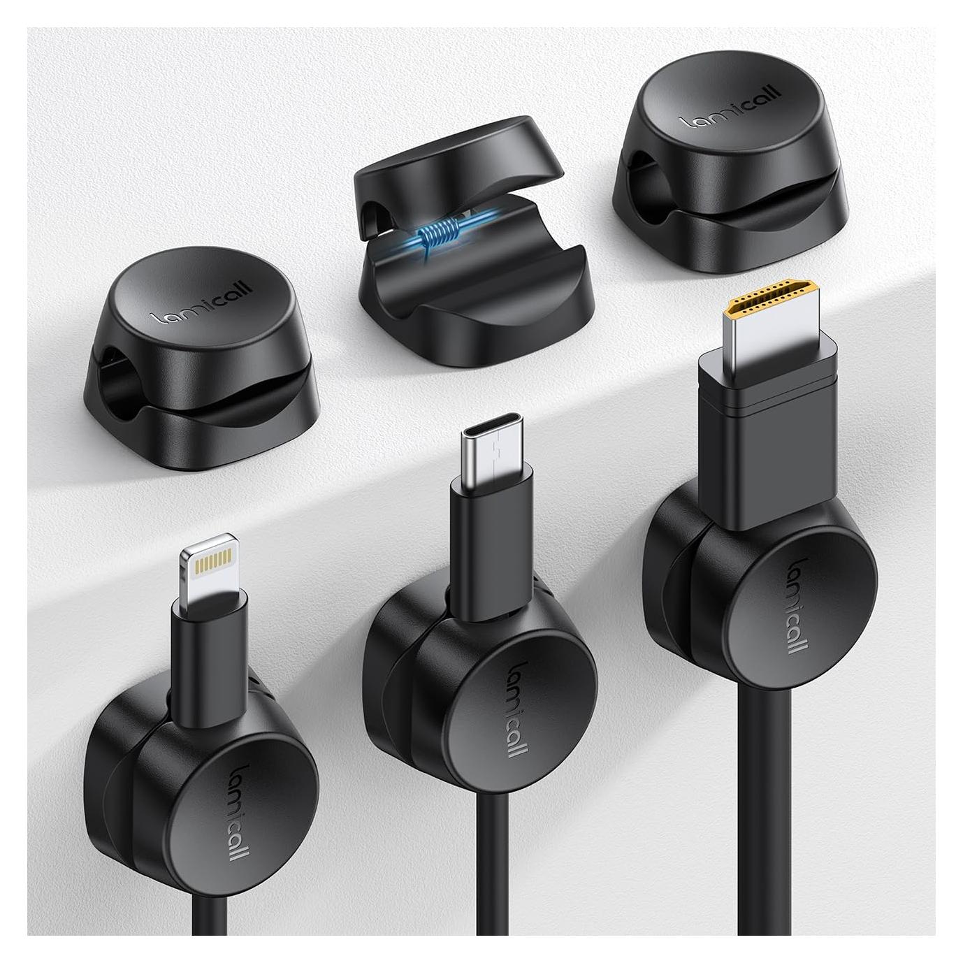 Organizador de Cables Lamicall 6Pack Clips Adhesivos Negro