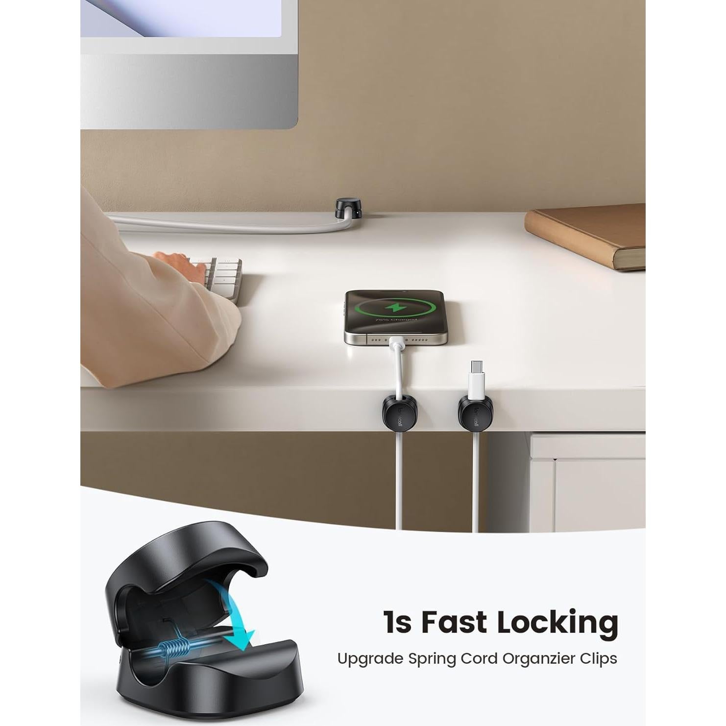 Organizador de Cables Lamicall 6Pack Clips Adhesivos Negro