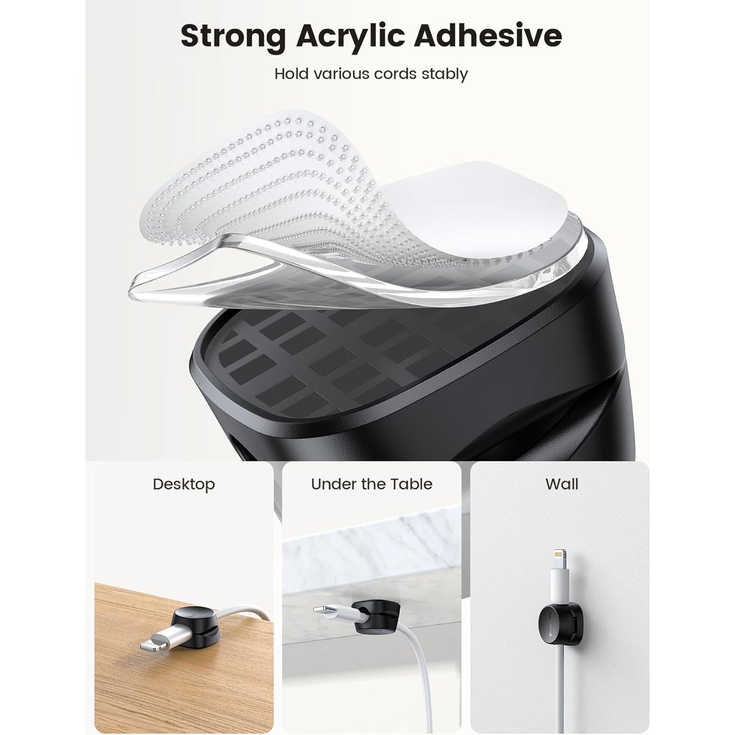 Organizador de Cables Lamicall 6Pack Clips Adhesivos Negro