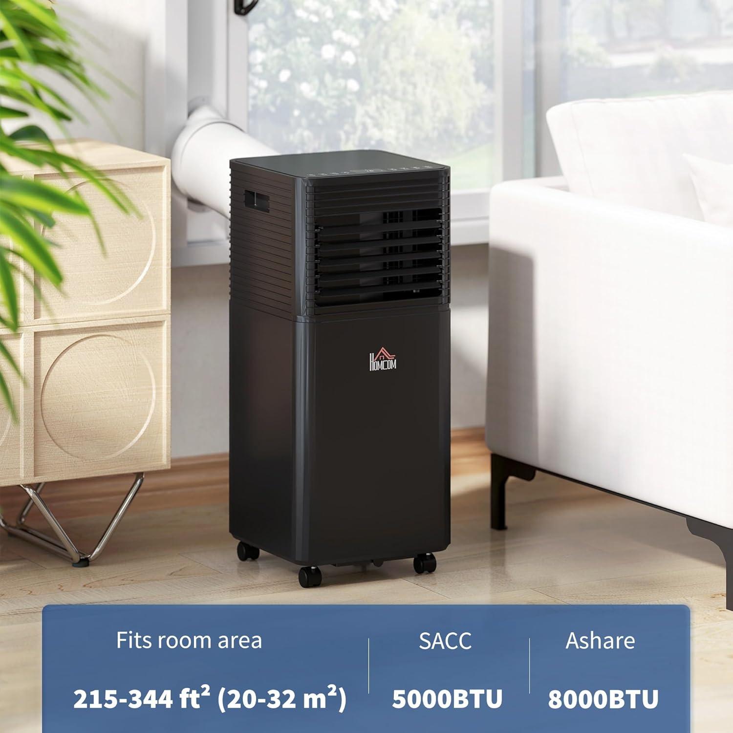 Aire Acondicionado Portátil HOMCOM 8000 BTU 4 en 1 Negro
