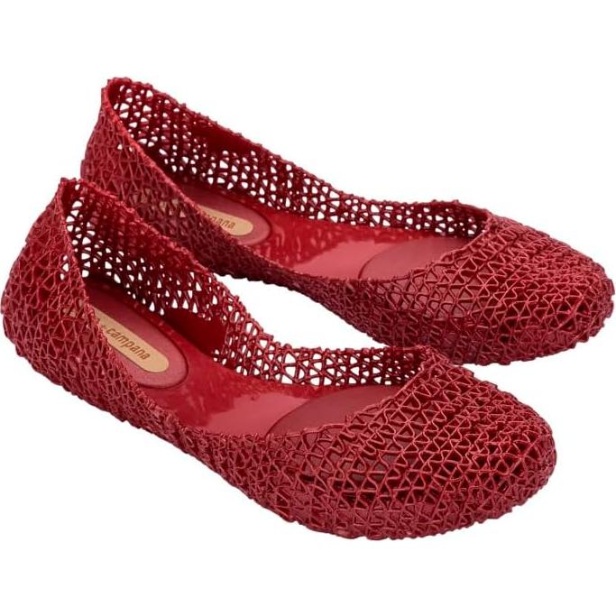 Zapatos Planos Melissa Campana Papel VII Rojo Metalizado 23.66cm