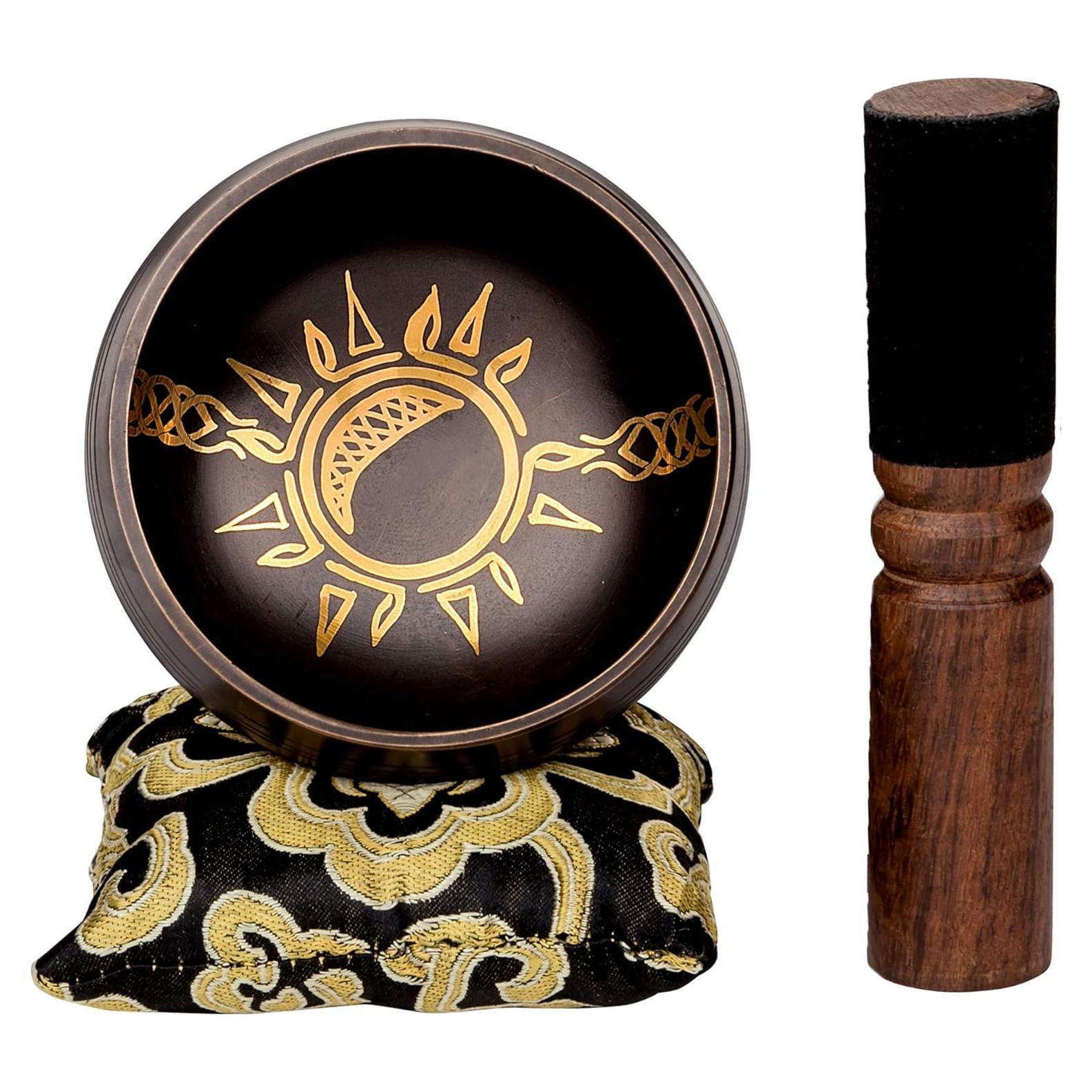 Cuenco Cantor Negro Luna en Sol Ohm Store 8.89 cm Hecho a Mano