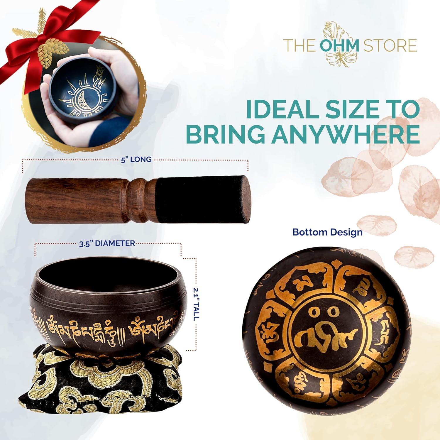 Cuenco Cantor Negro Luna en Sol Ohm Store 8.89 cm Hecho a Mano