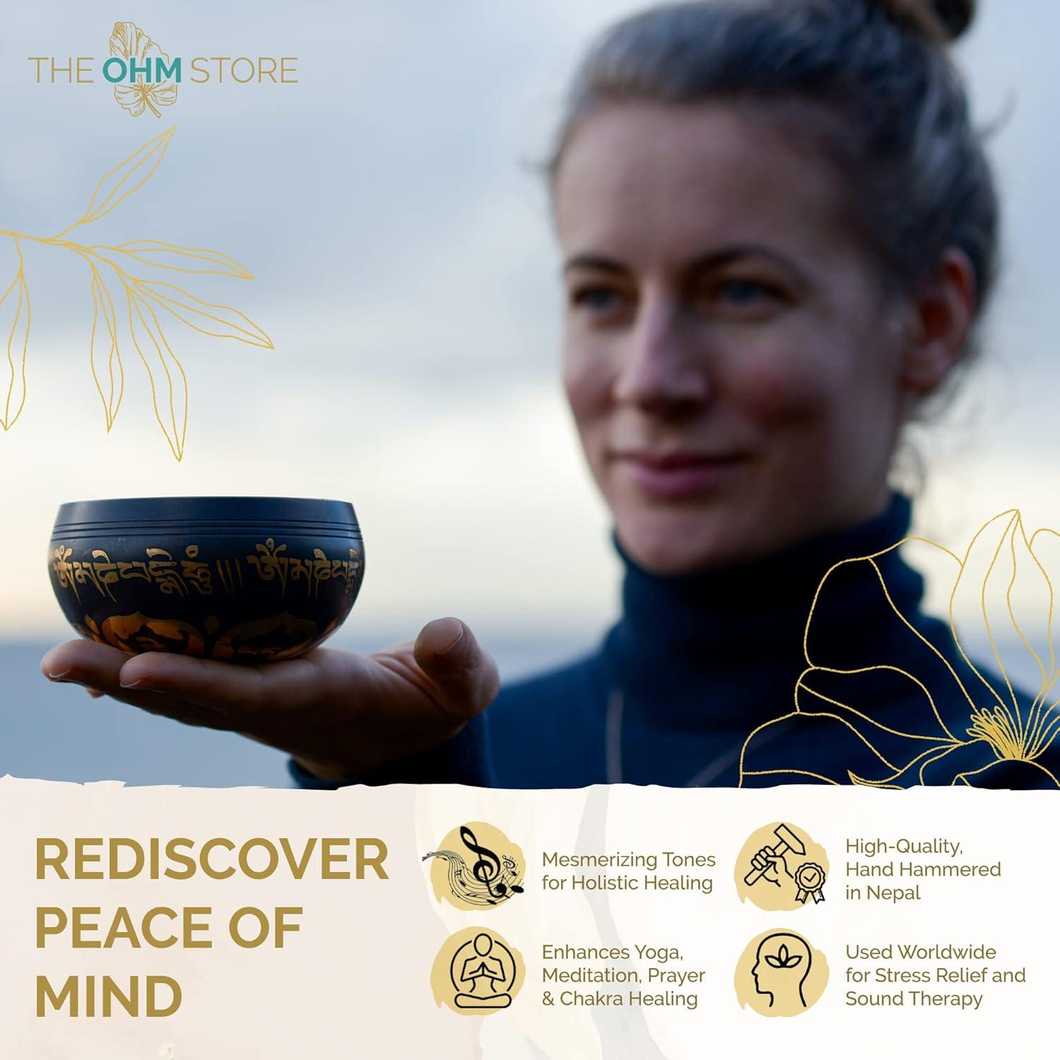 Cuenco Cantor Negro Luna en Sol Ohm Store 8.89 cm Hecho a Mano