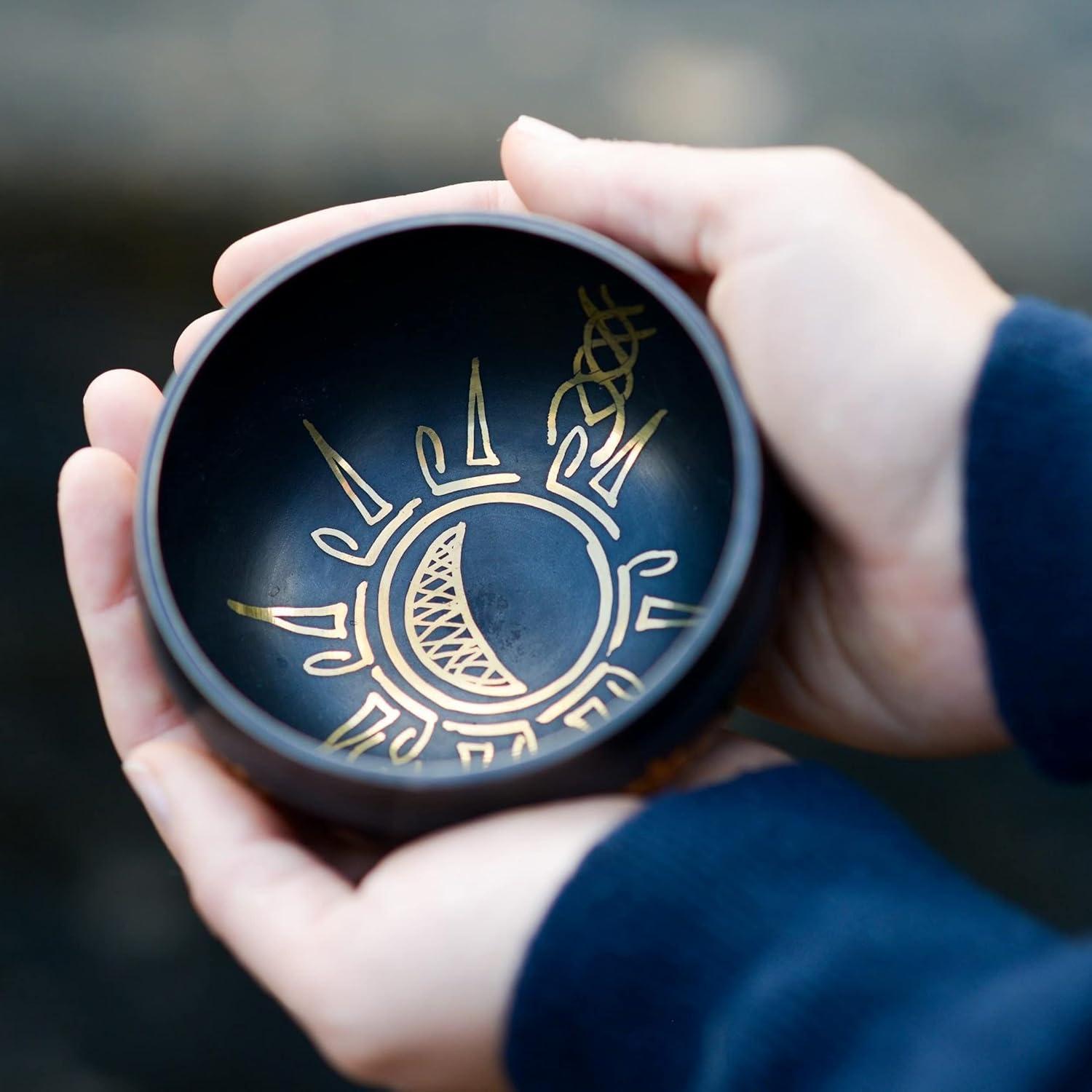 Cuenco Cantor Negro Luna en Sol Ohm Store 8.89 cm Hecho a Mano