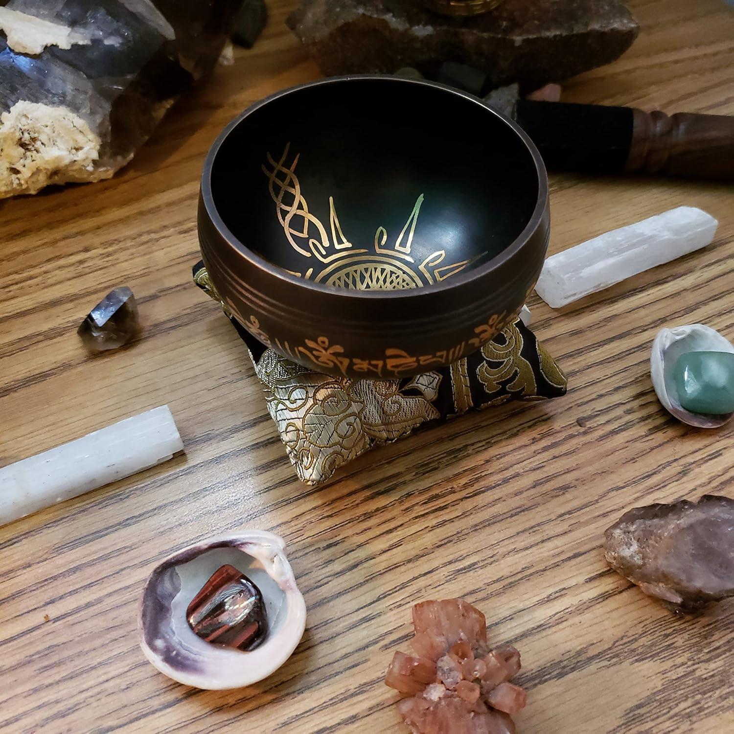 Cuenco Cantor Negro Luna en Sol Ohm Store 8.89 cm Hecho a Mano