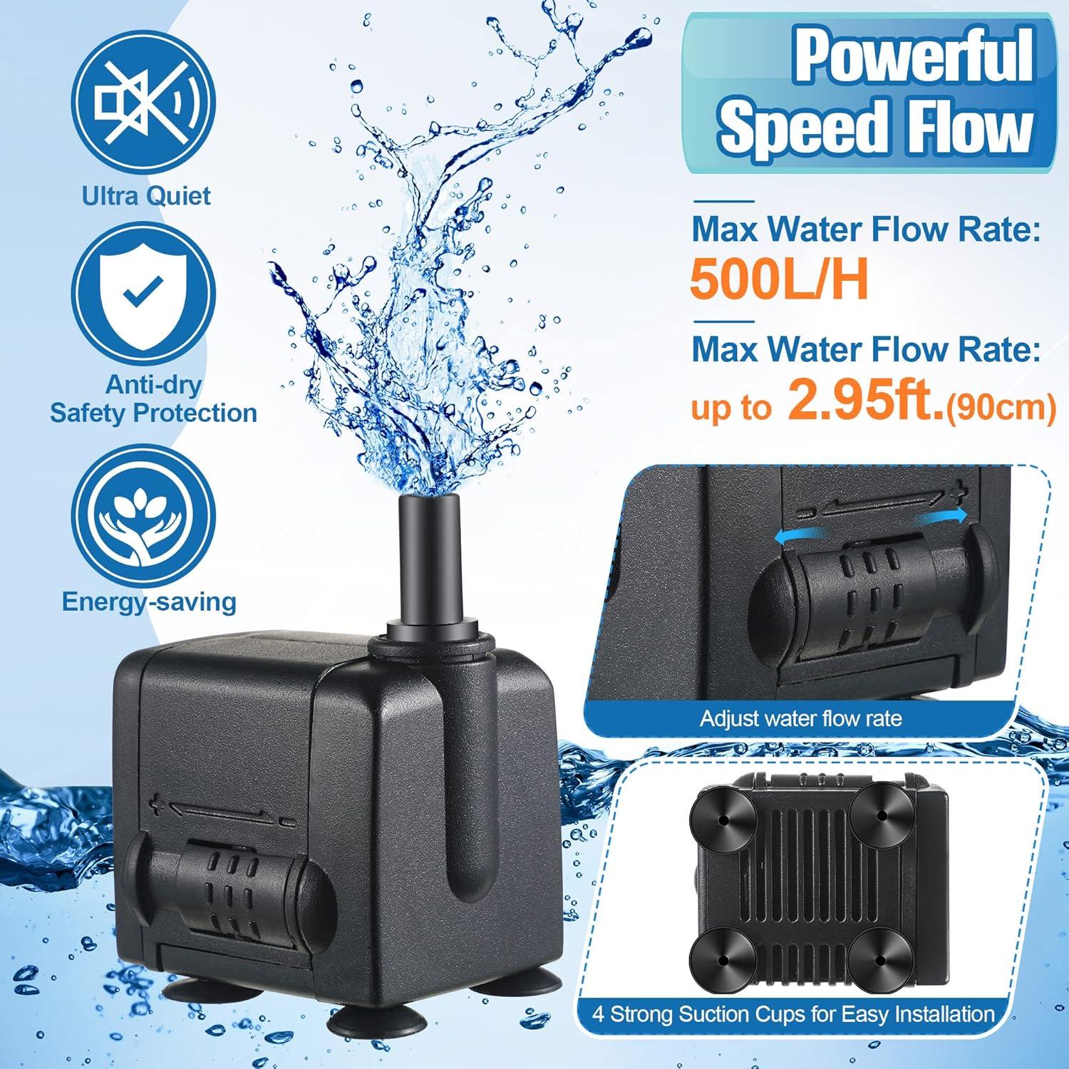 Fuente para baño de aves Dreyoo con bomba 7W y roca gris