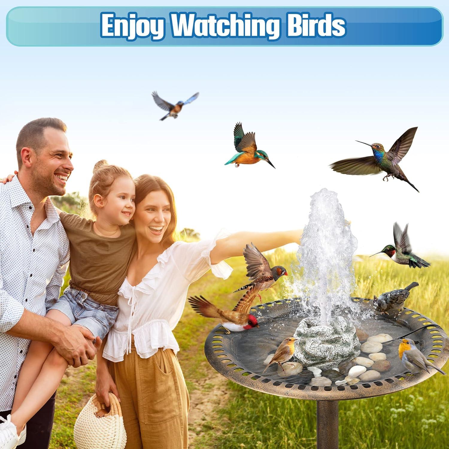 Fuente para baño de aves Dreyoo con bomba 7W y roca gris