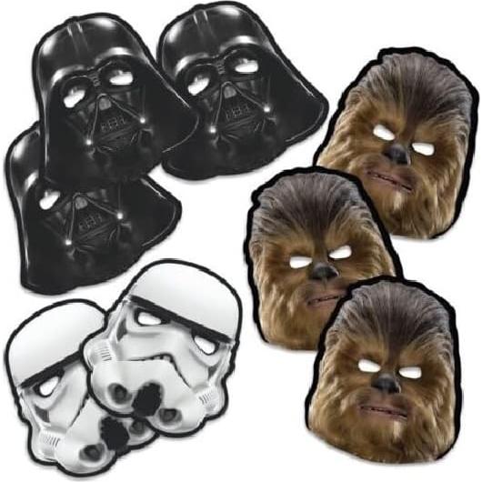 Suministros Fiesta Star Wars Único - 16 Máscaras + Stickers