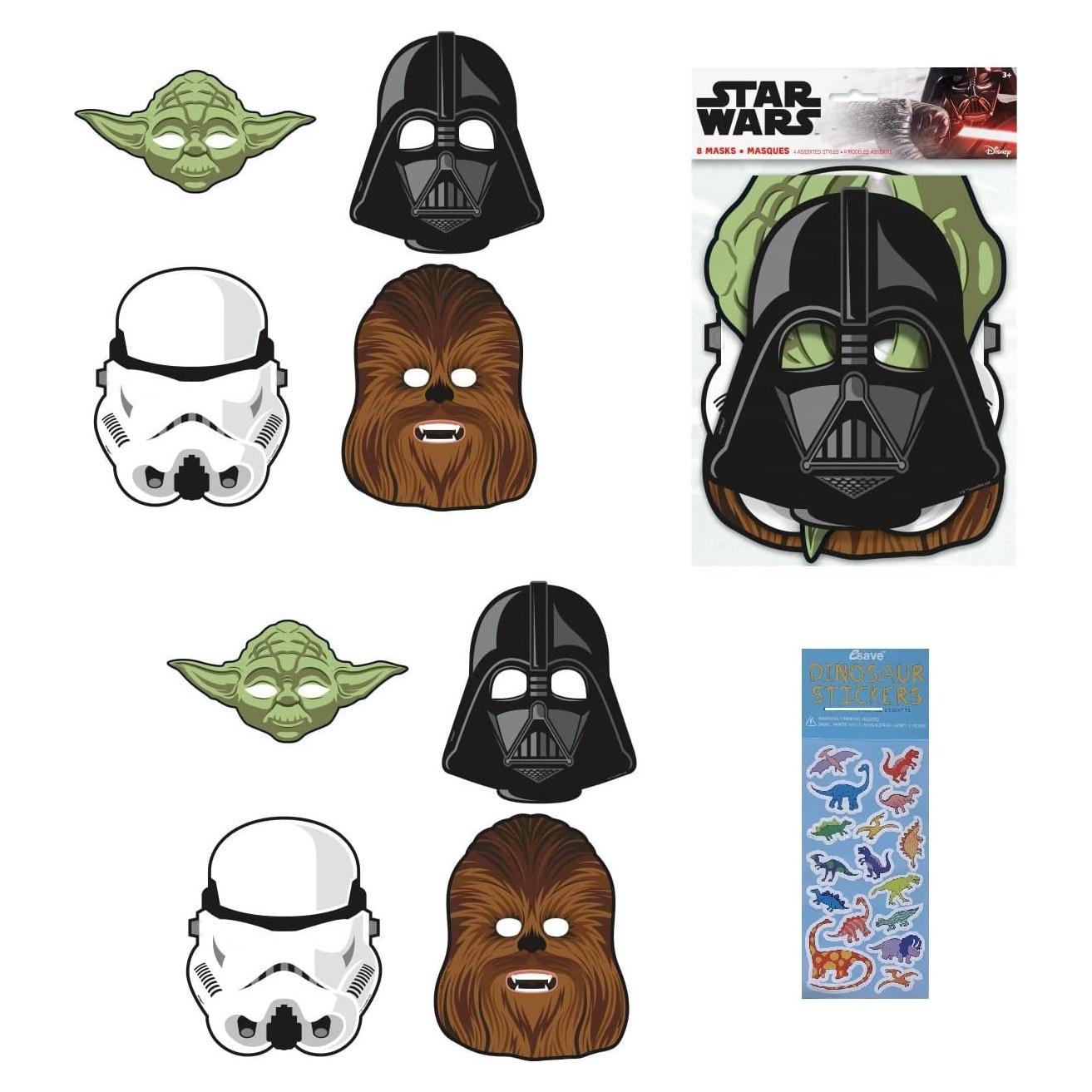 Suministros Fiesta Cumpleaños Star Wars - 16 Máscaras + Stickers