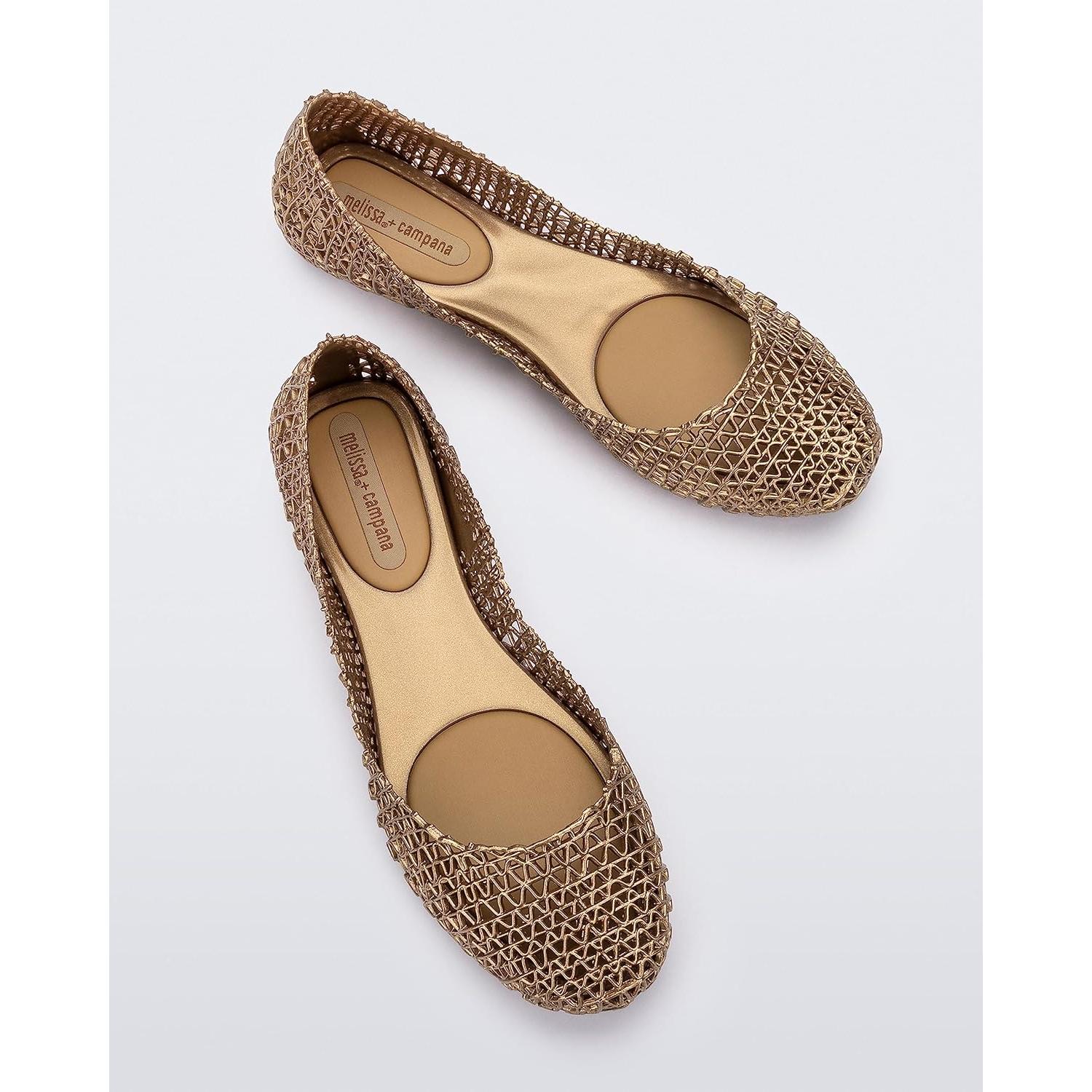 Zapatos Planos Melissa Campana Papel VII Oro Metálico 23,66cm
