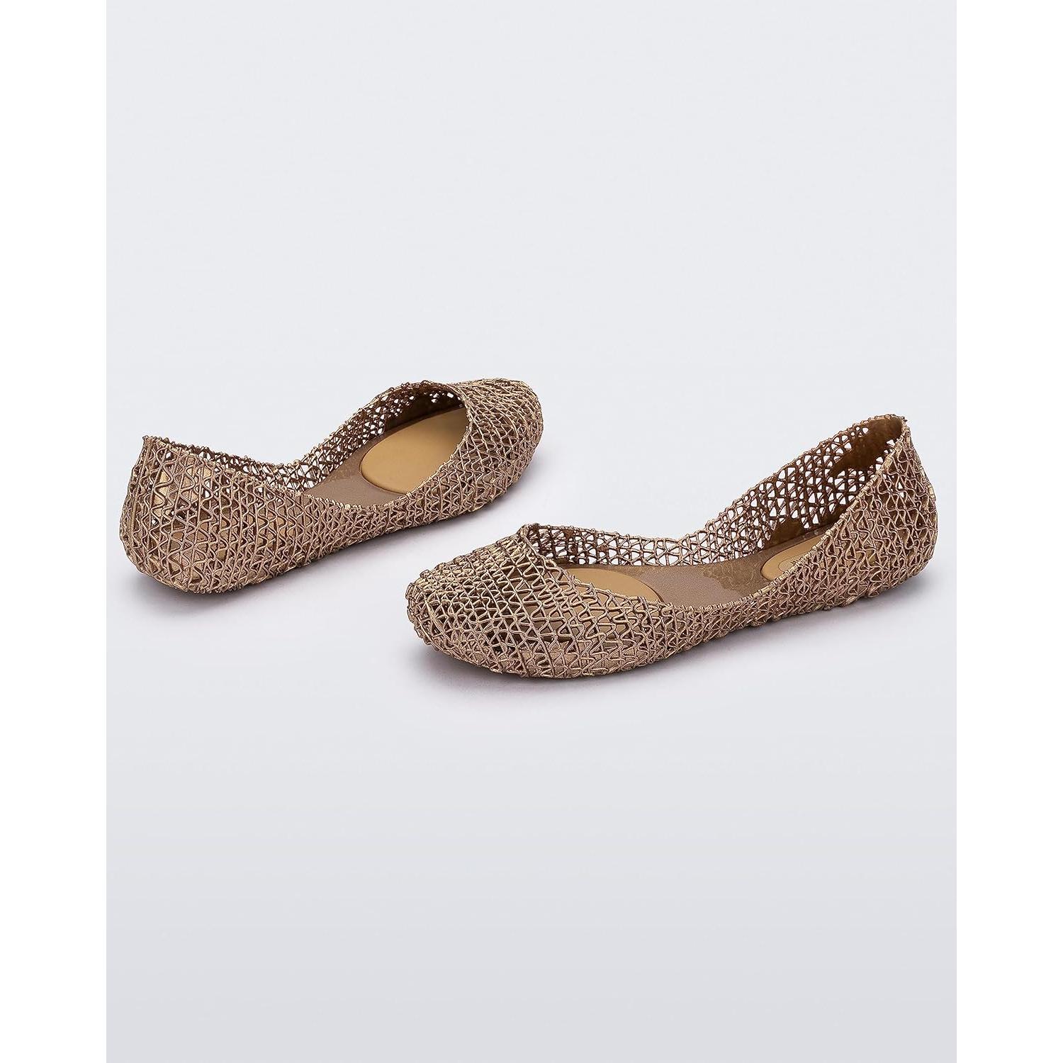 Zapatos Planos Melissa Campana Papel VII Oro Metálico 23,66cm