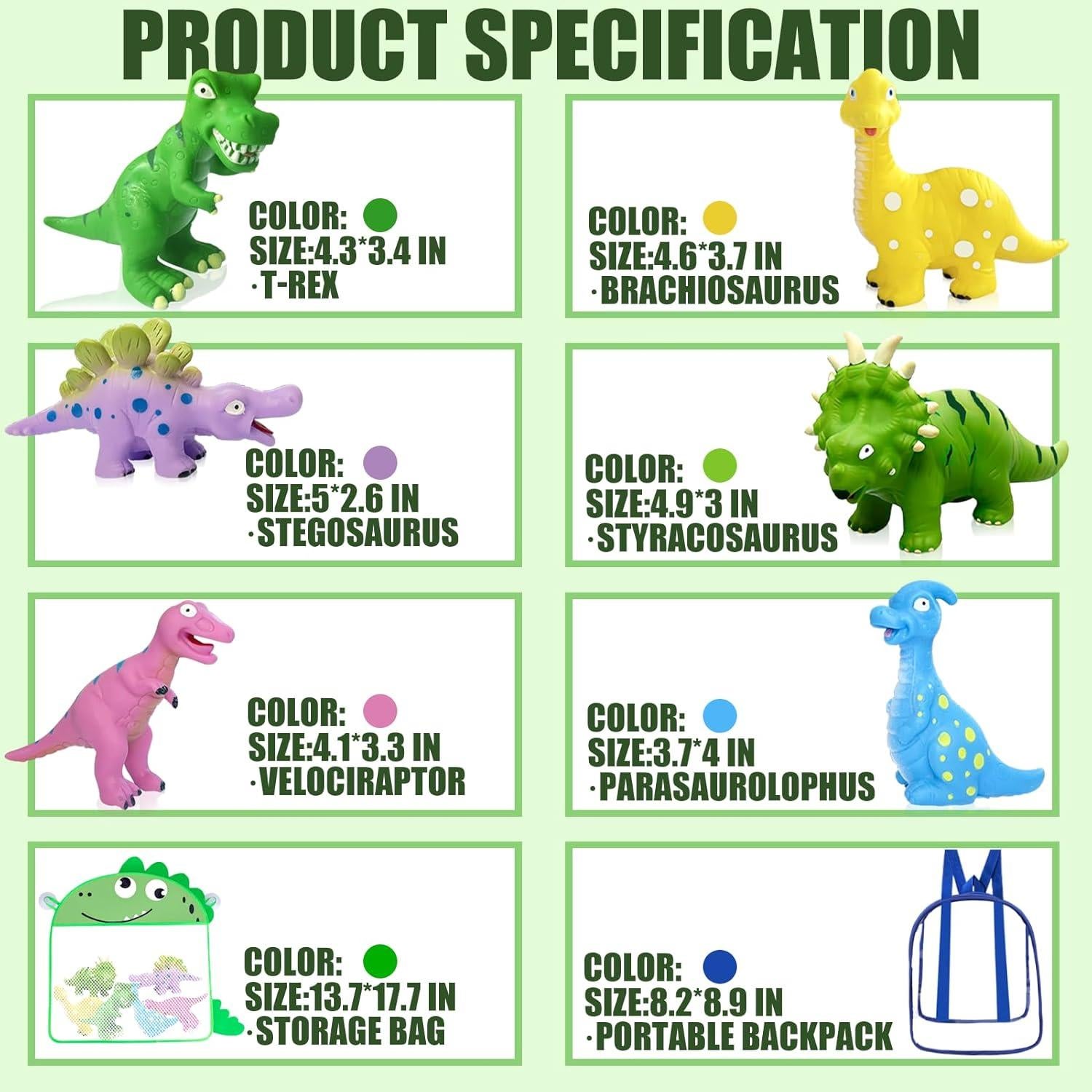 Juguetes de baño dinosaurios Shantou - 8 piezas sin moho