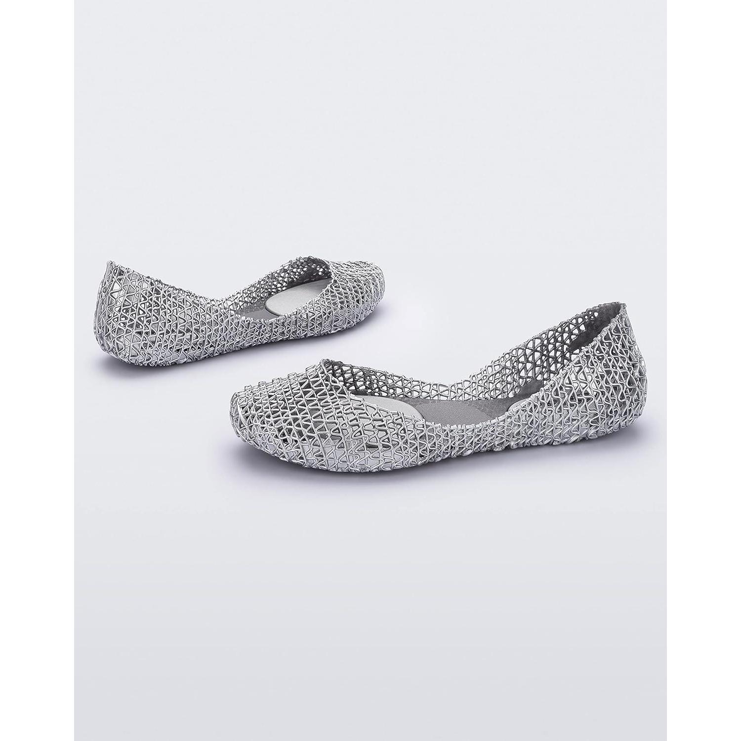 Zapatos Planos Melissa Campana Papel VII Plata 23.66x9.75cm