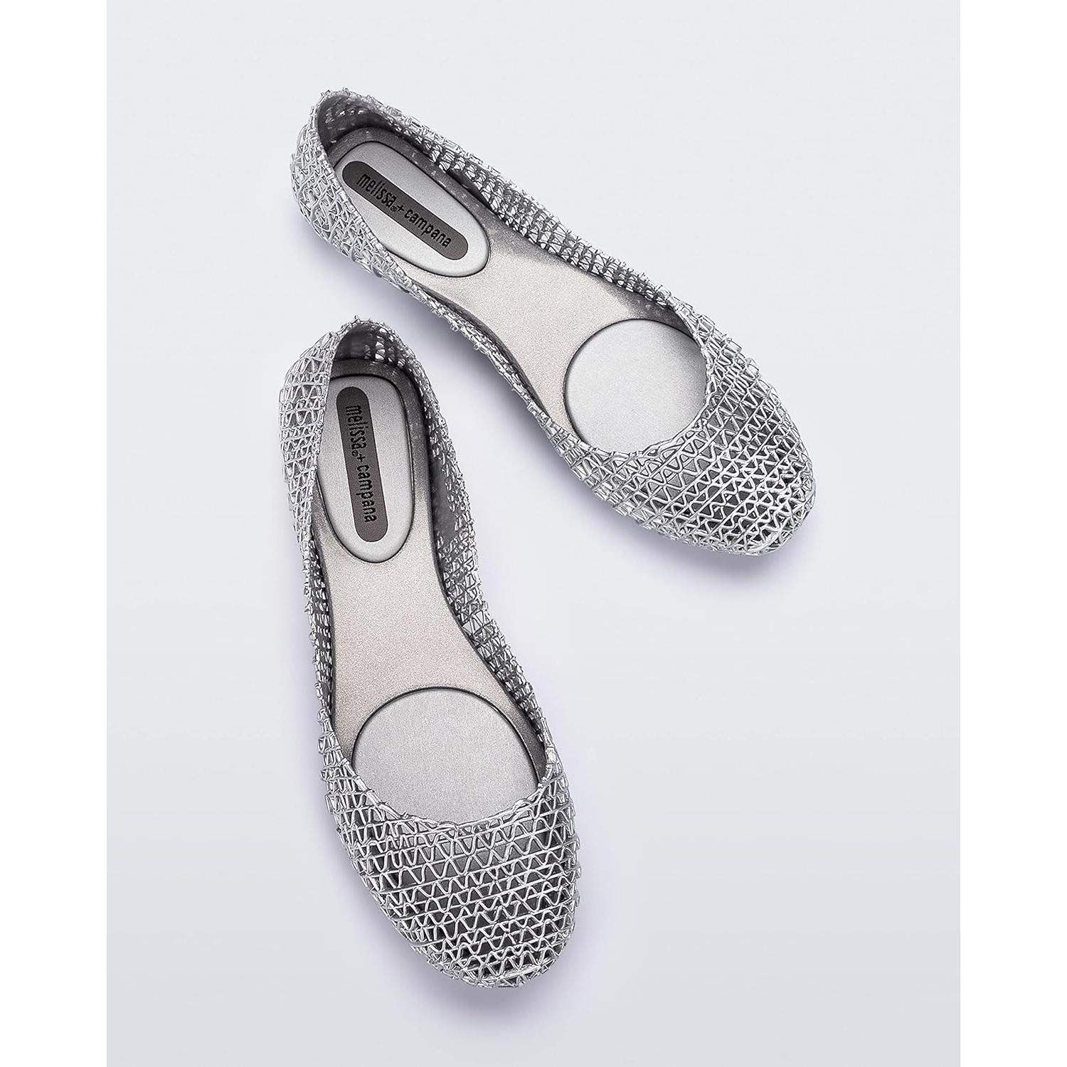 Zapatos Planos Melissa Campana Papel VII Plata 23.66x9.75cm