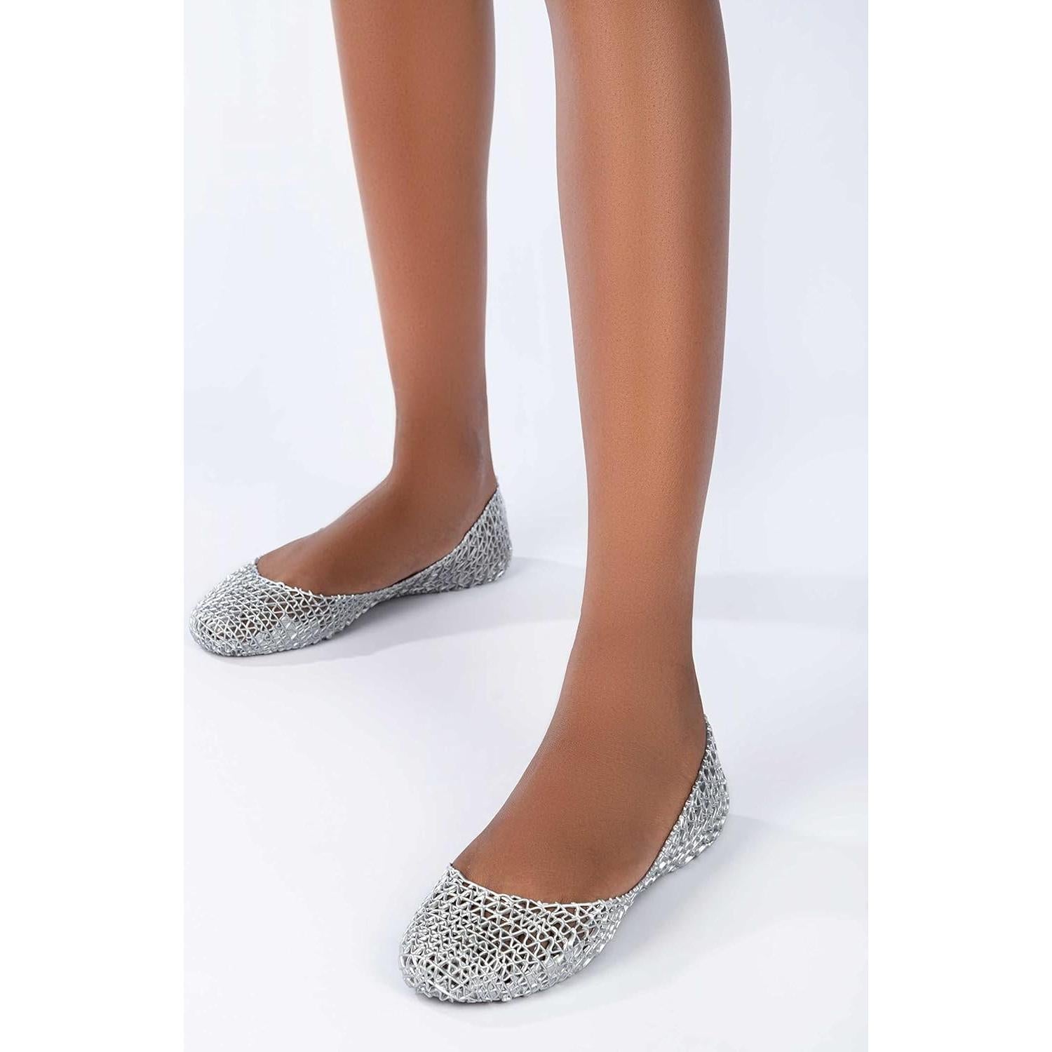 Zapatos Planos Melissa Campana Papel VII Plata 23.66x9.75cm