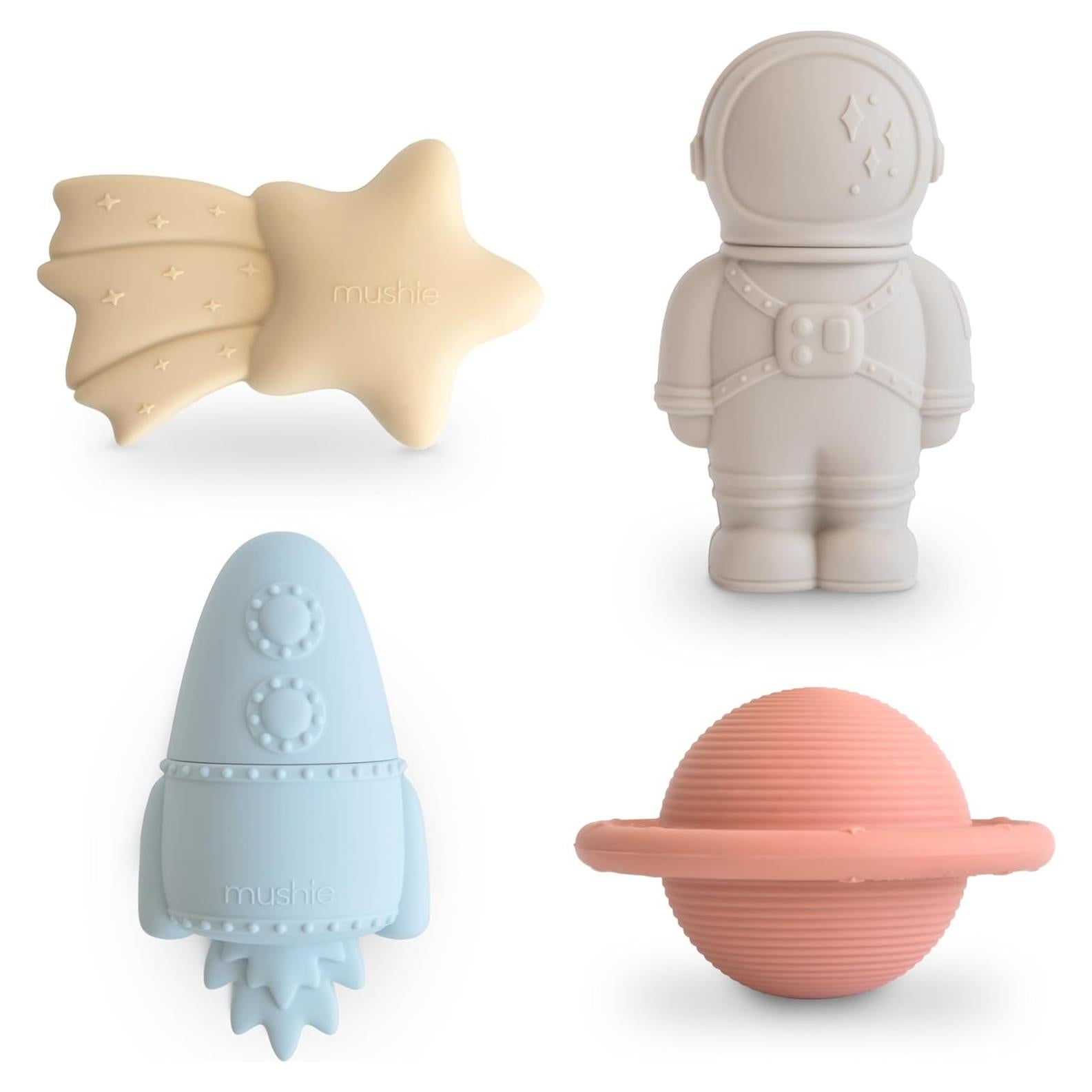 Set de Juguetes de Baño Espaciales Mushie - Silicona 100% Segura
