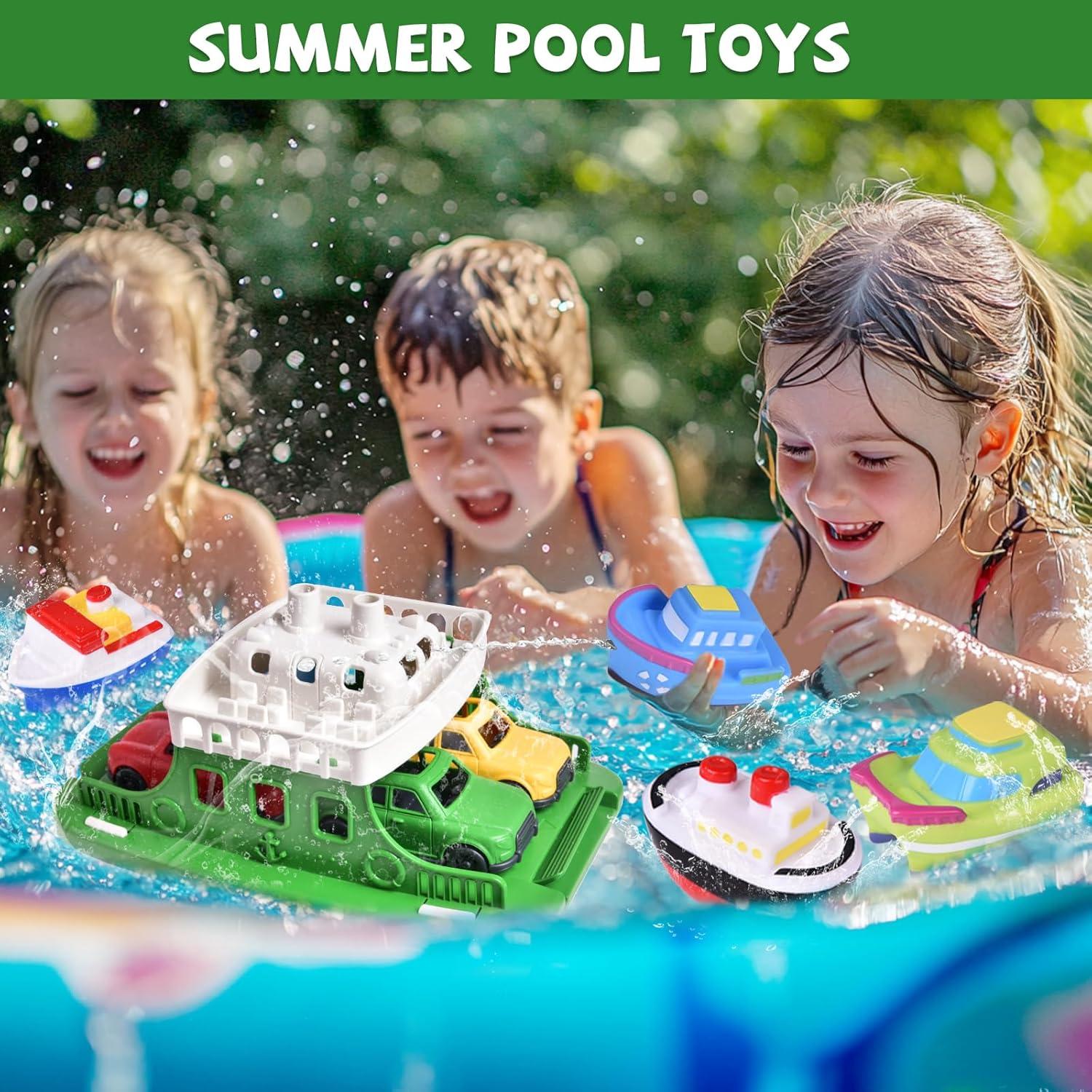 Juguete de Barco de Baño Juguetes Divertidos con 4 Coches