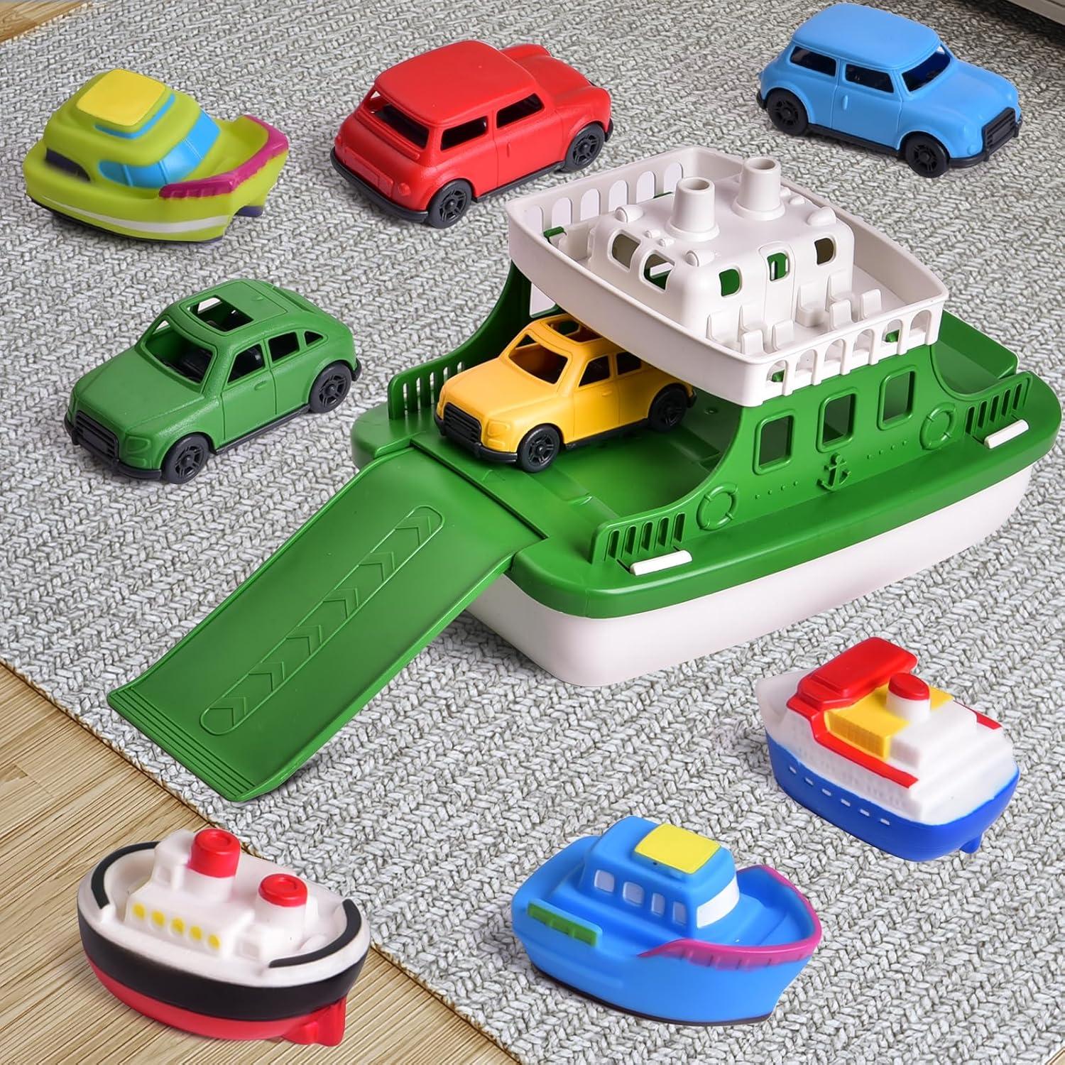 Juguete de Barco de Baño Juguetes Divertidos con 4 Coches
