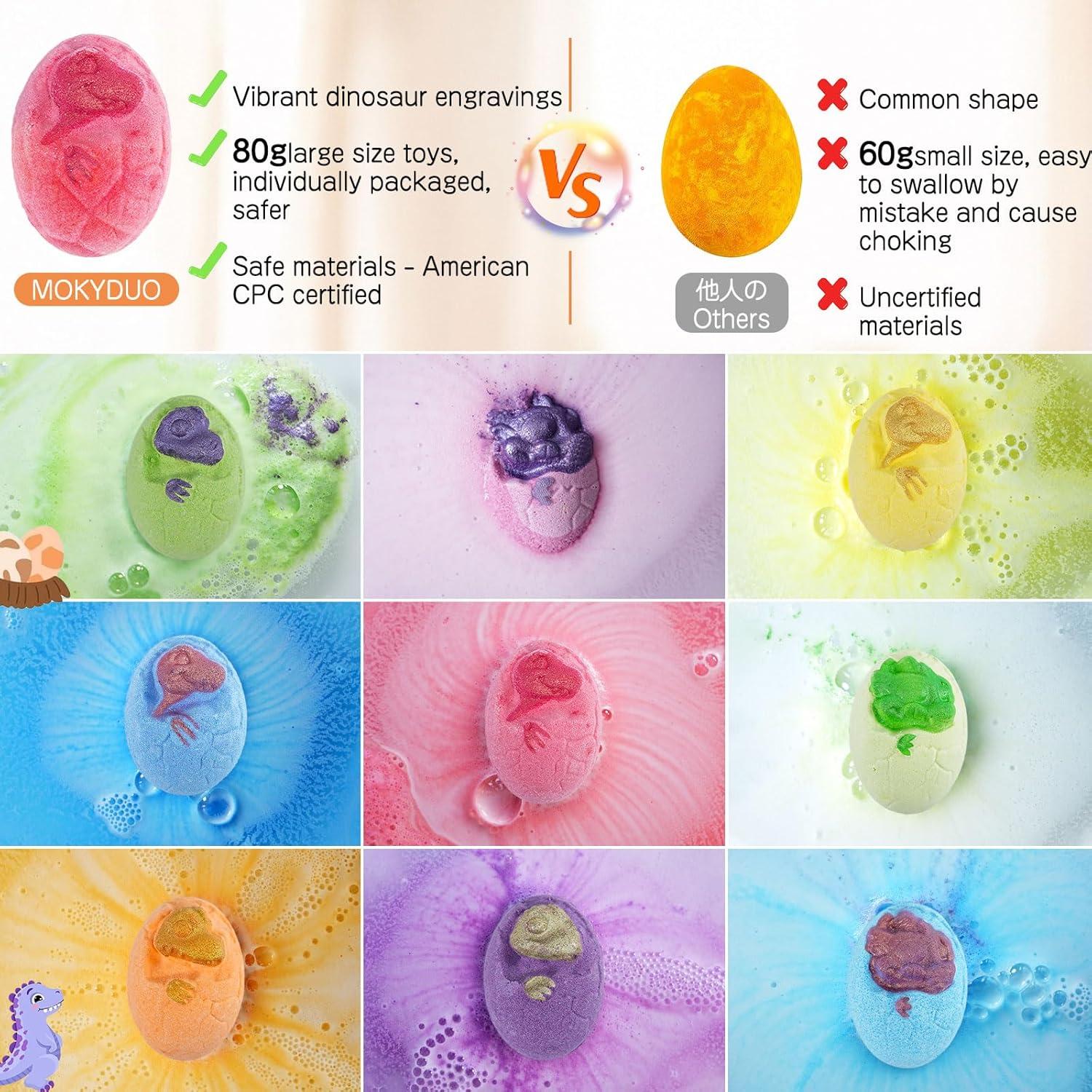 Juego de Bombas de Baño MOKYDUO Dinosaurios - 9 Bombas + 3 Juguetes