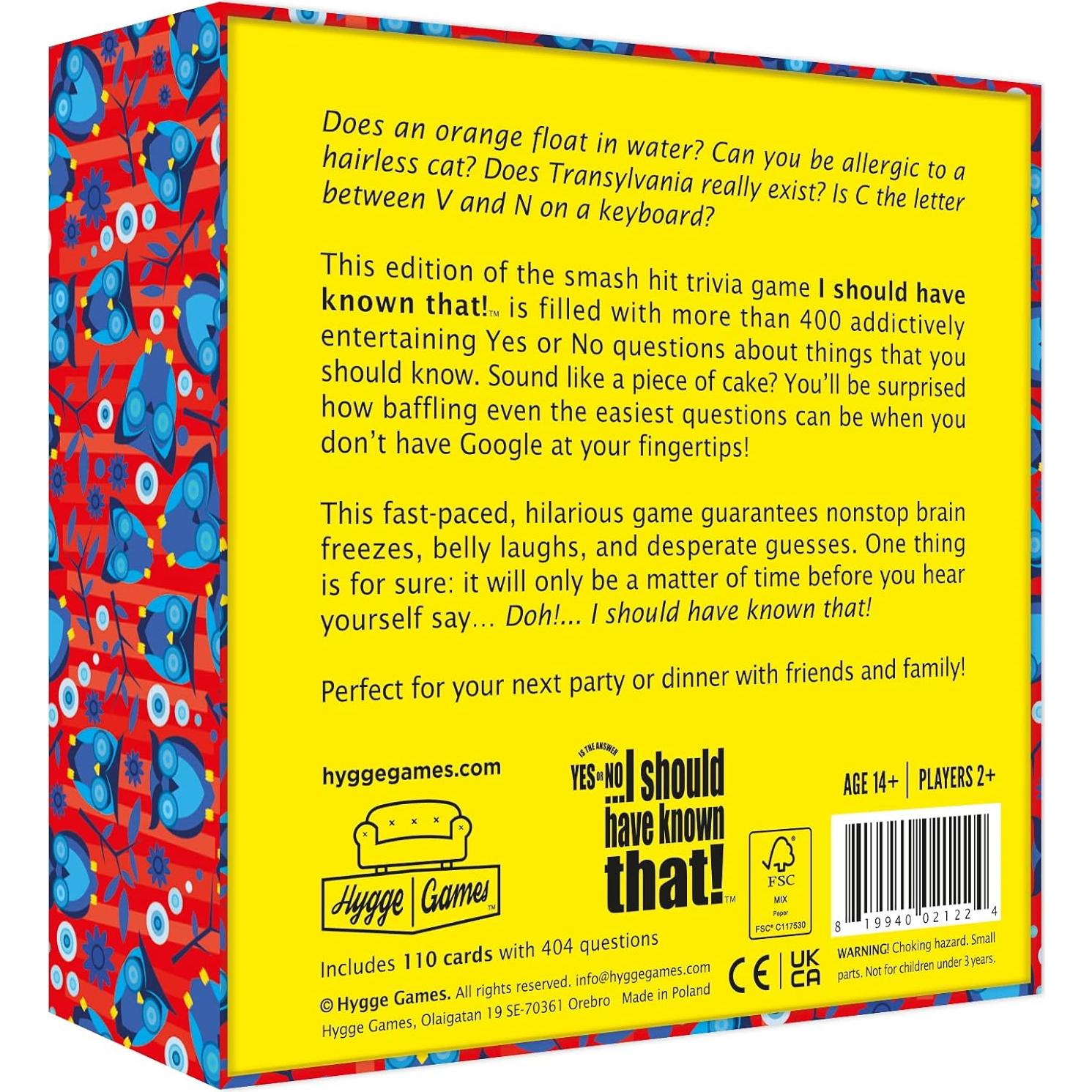 Juego de Trivia Debería Haber Sabido Eso Hygge Games 400 Preguntas
