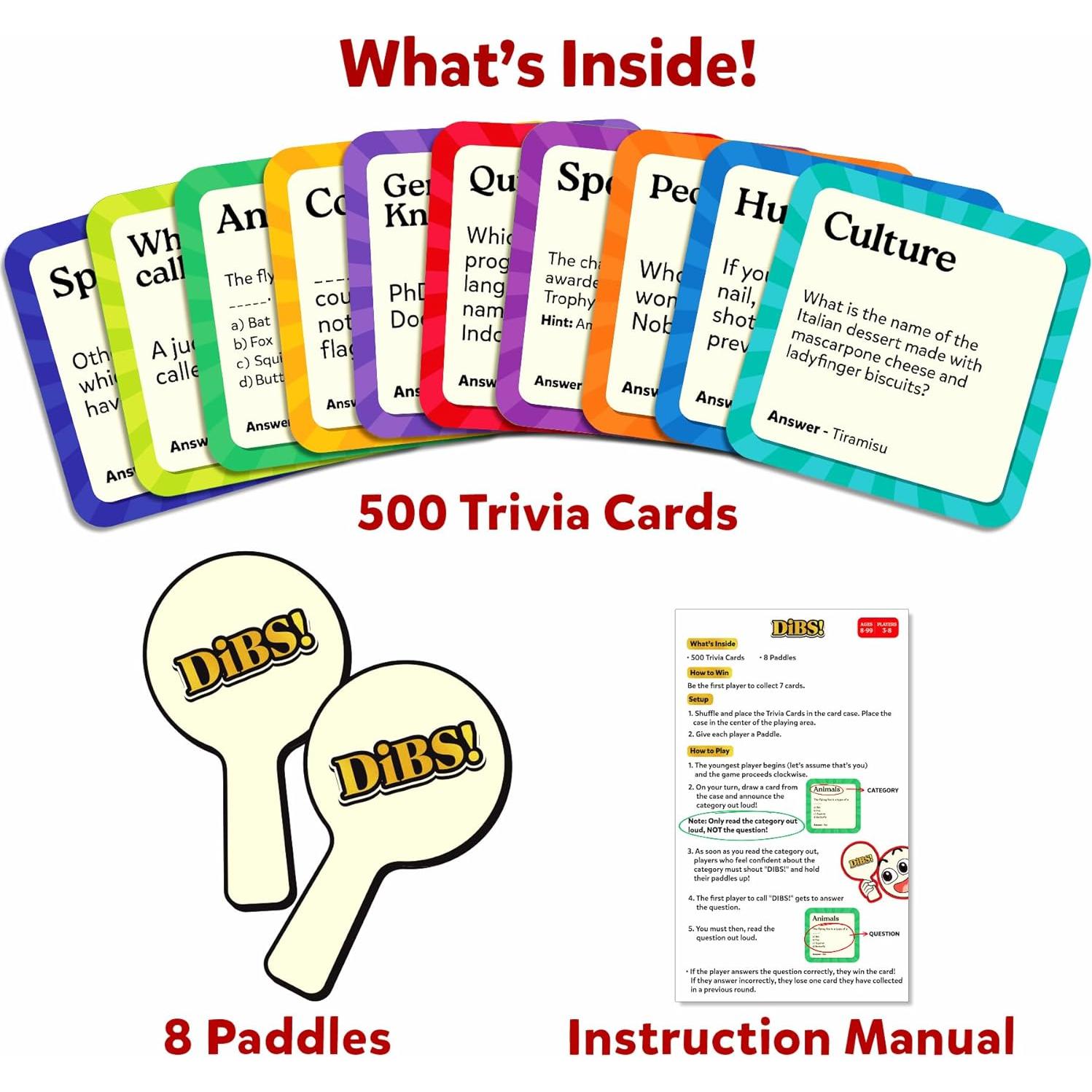 Juego de Cartas Skillmatics DIBS - Trivia Rápido Familiar