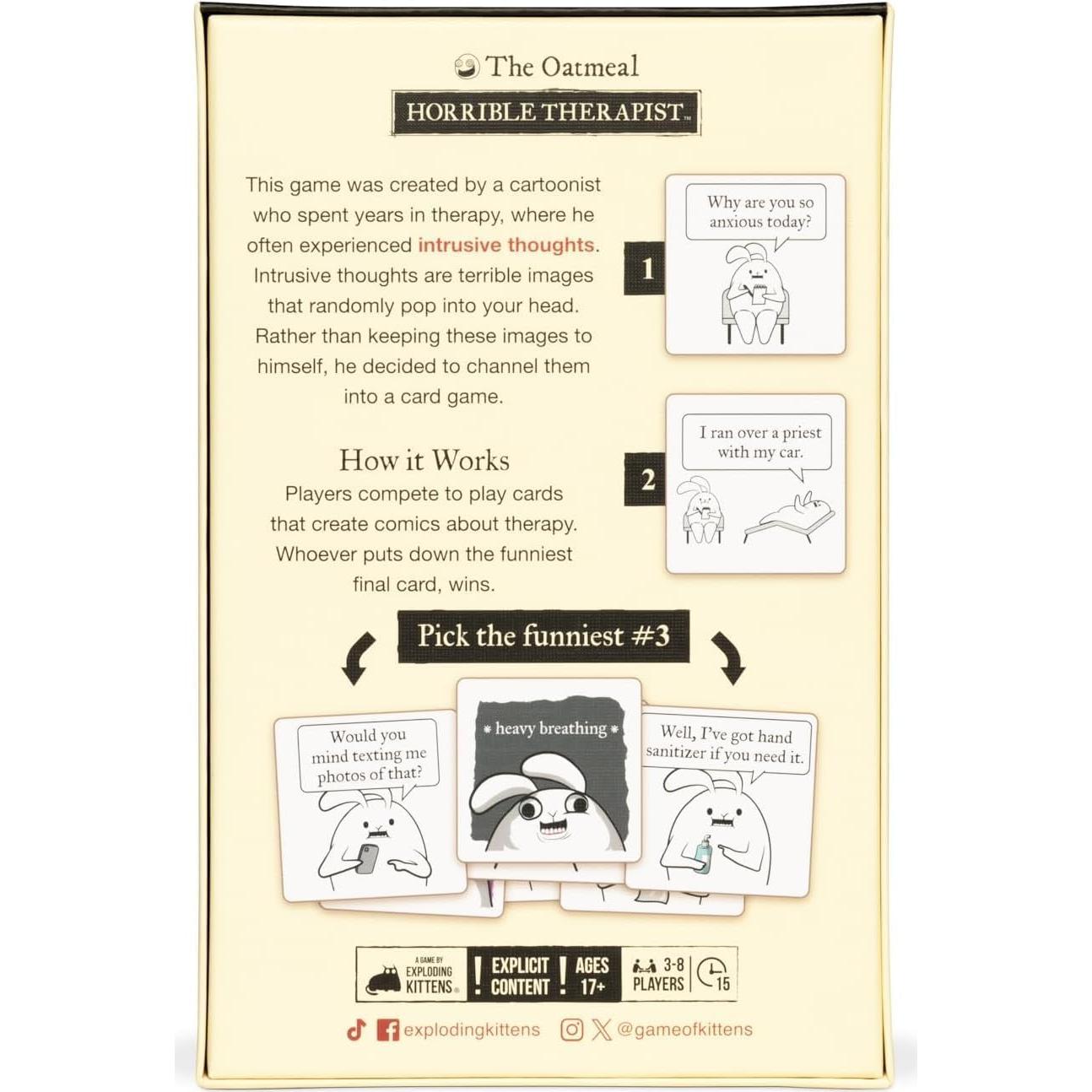 Juego de Cartas Terapeuta Horrible - Exploding Kittens - 3-8 Jugadores