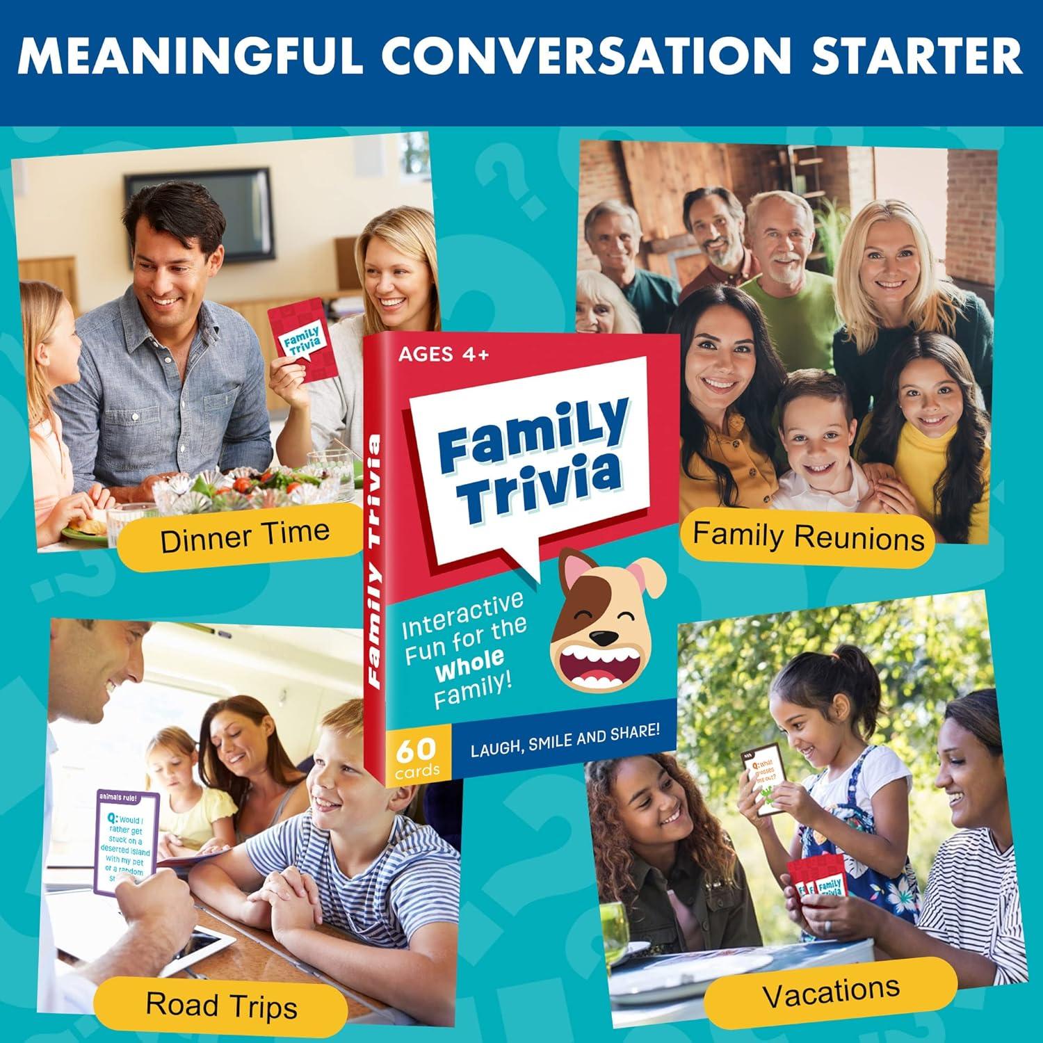 Juego de Trivia Familiar LotFancy - 60 Tarjetas Jumbo para Todas las Edades