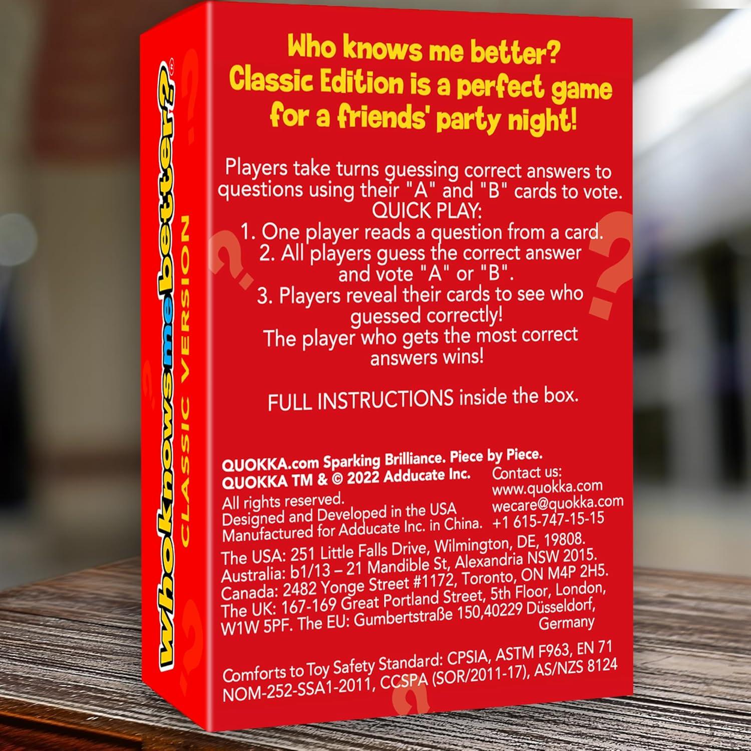 Juego de Cartas QUOKKA ¿Quién me conoce mejor? - 95 Preguntas