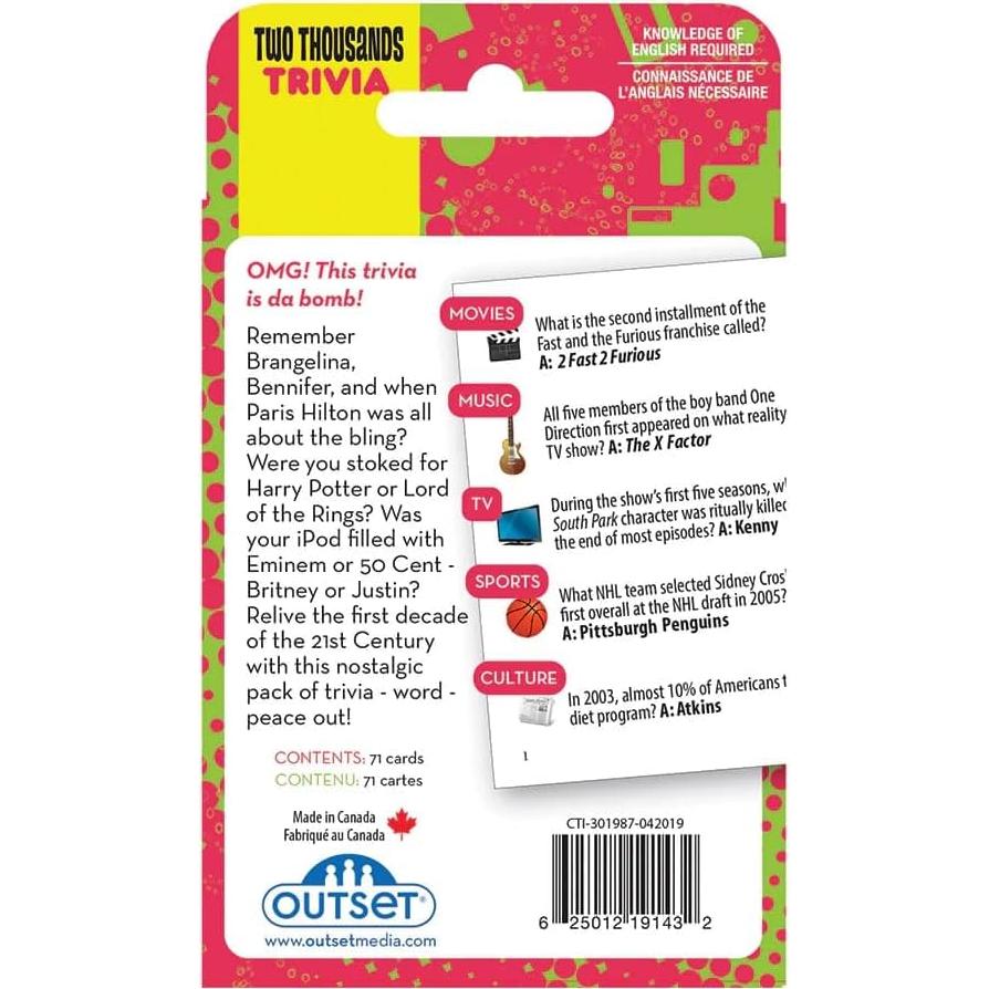 Juego de Cartas de Trivia 2000s Outset Media - Viaje 2+ Jugadores
